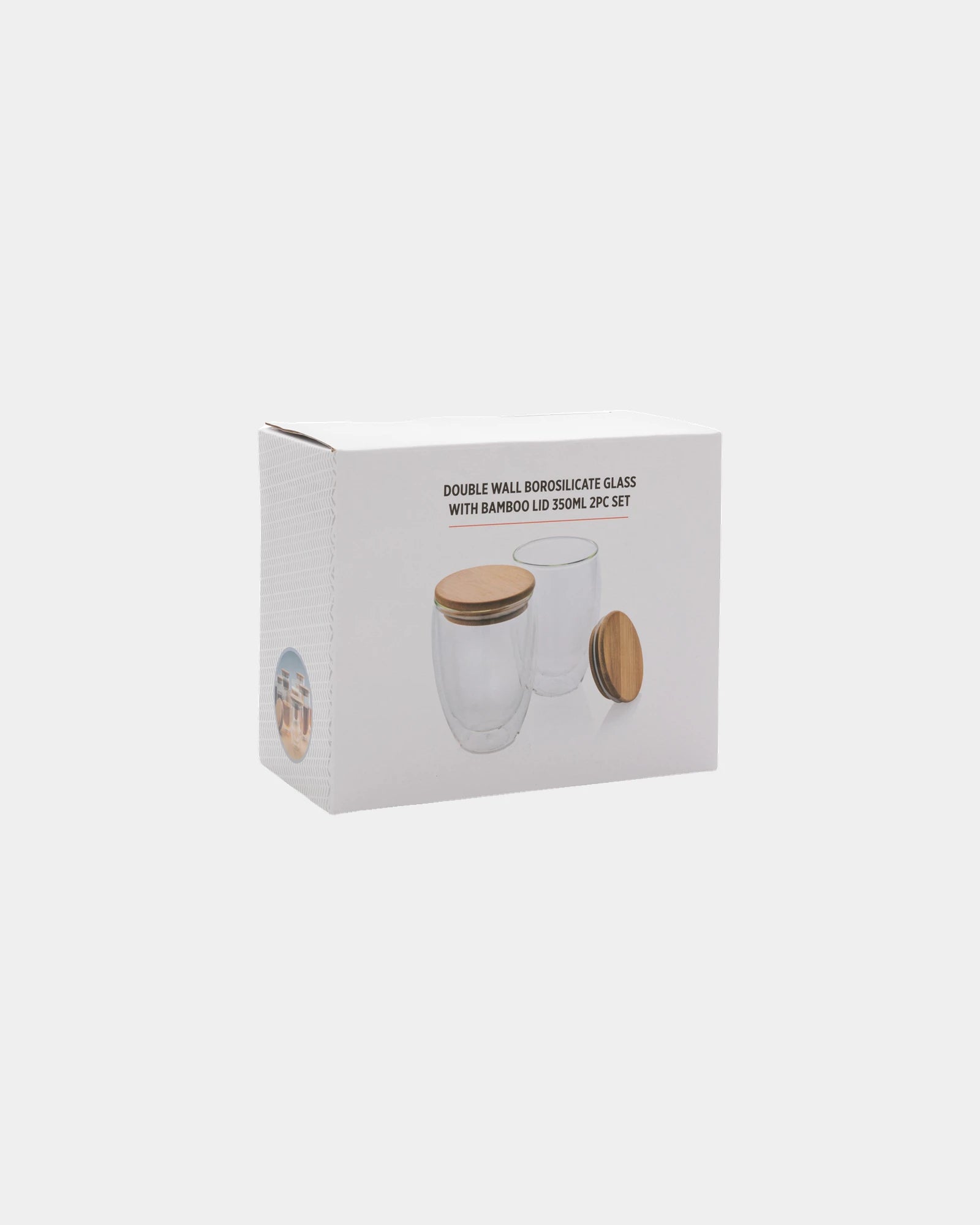 Set 2 Verres doppelwandig 350ml mit Bambusdeckel zum Personalisieren
