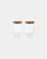 Set 2 Verres doppelwandig 350ml mit Bambusdeckel zum Personalisieren