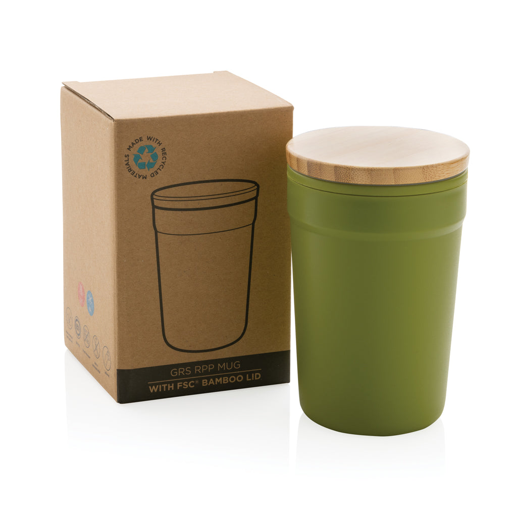 Mug 300ml PP recycelt mit Bambusdeckel zum Personalisieren - 11