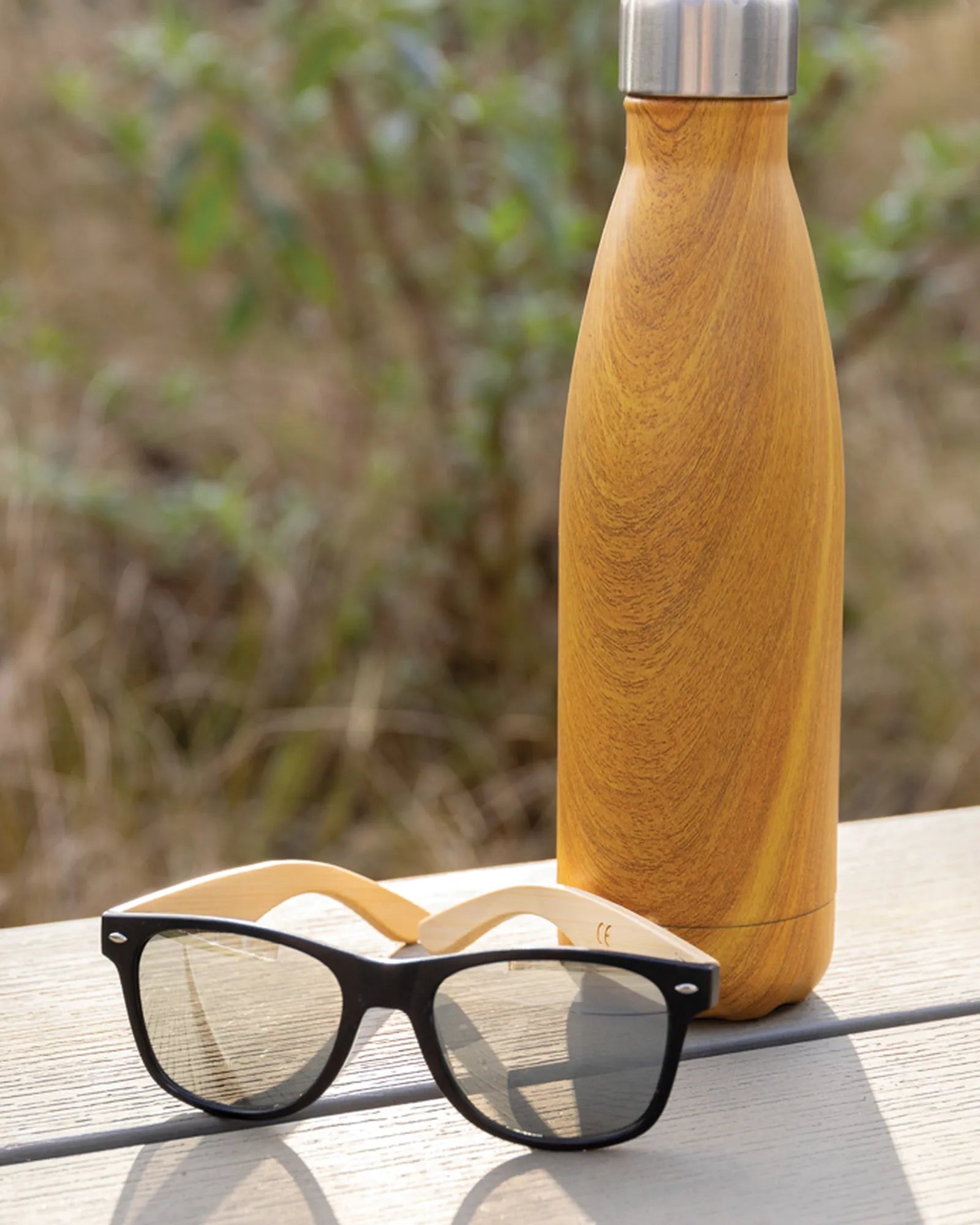 Isolierflasche Edelstahl Holz-Optik 500ml zum Personalisieren - 6