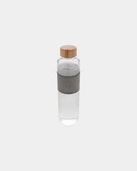 Trinkflasche Glas mit Bambusdeckel 750ml zum Personalisieren - Transparent