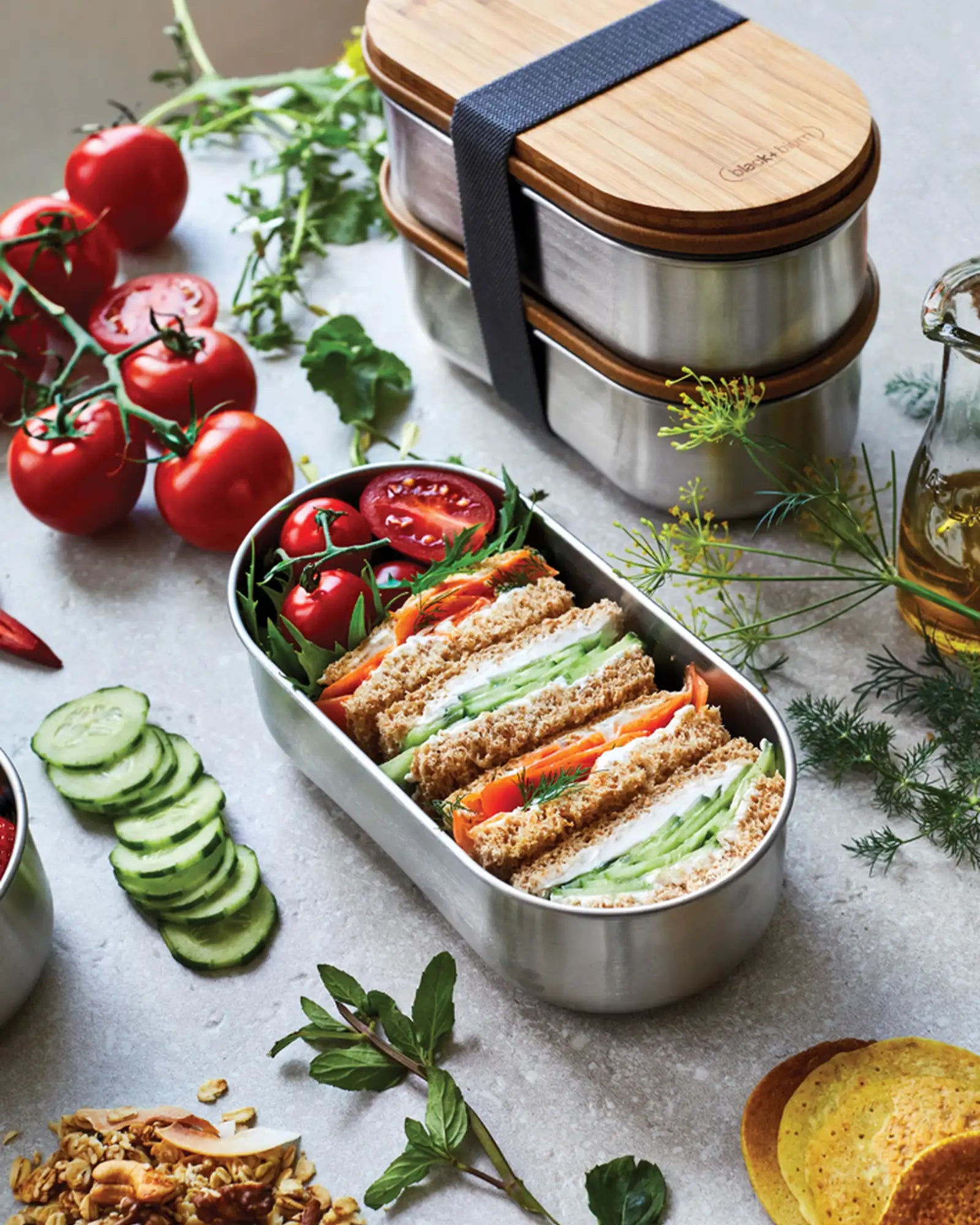 Bento-Box Edelstahl Black + Blum 1L zum Personalisieren - 8