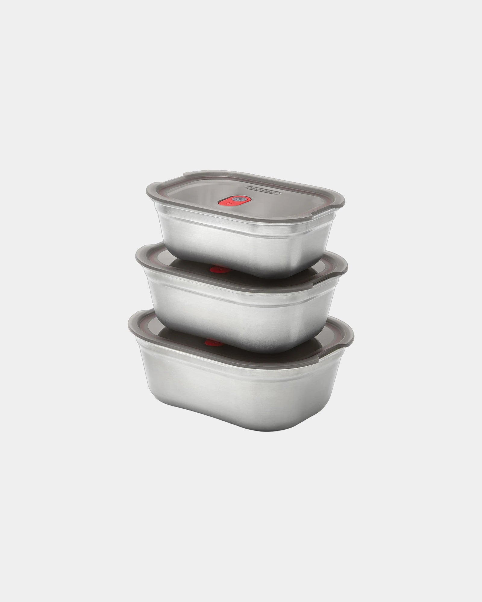 Set von 3 Edelstahl-Mahlzeitboxen Black+Blum zum Personalisieren - Grau