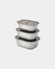 Set von 3 Edelstahl-Mahlzeitboxen Black+Blum zum Personalisieren - Grau