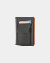 Notizbuch PU mit Handyfach zum Personalisieren - Schwarz