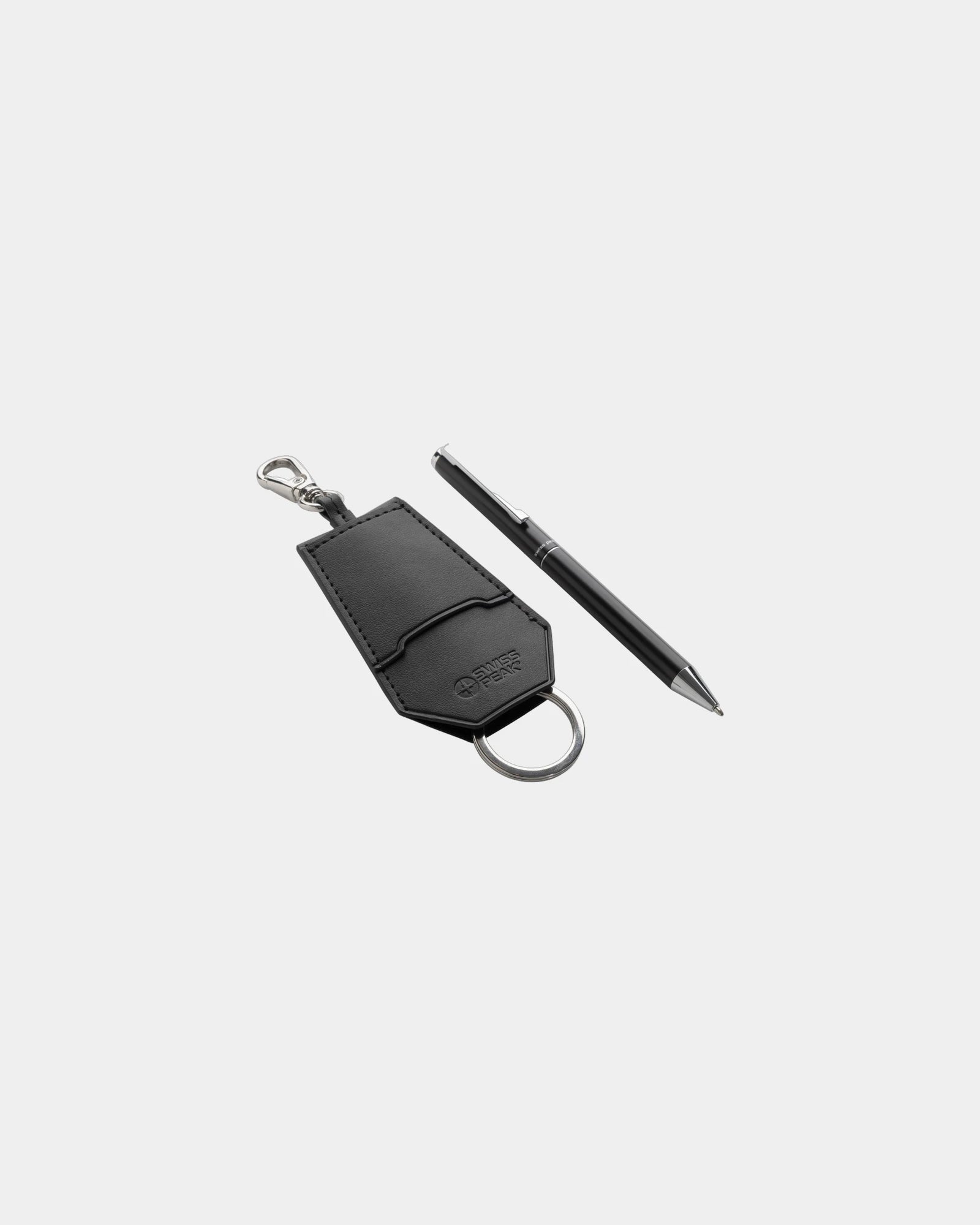 Set Schlüsselanhänger und Stift aus recyceltem PU zum Personalisieren - Schwarz