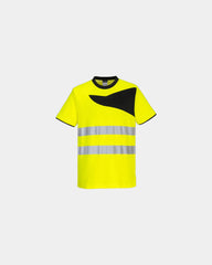 T-Shirt hochsichtbar Polycotton Portwest PW2 M/C zum Personalisieren - Gelb-Schwarz