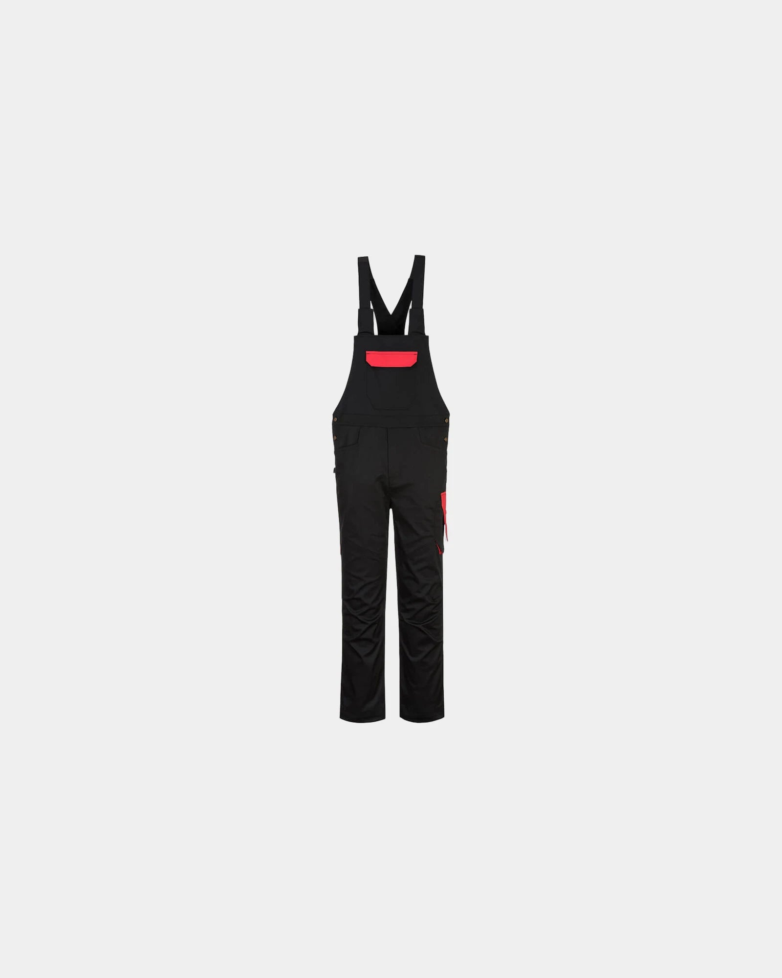 Latzhose Polycoton PW2 zum Personalisieren - Schwarz-Rot