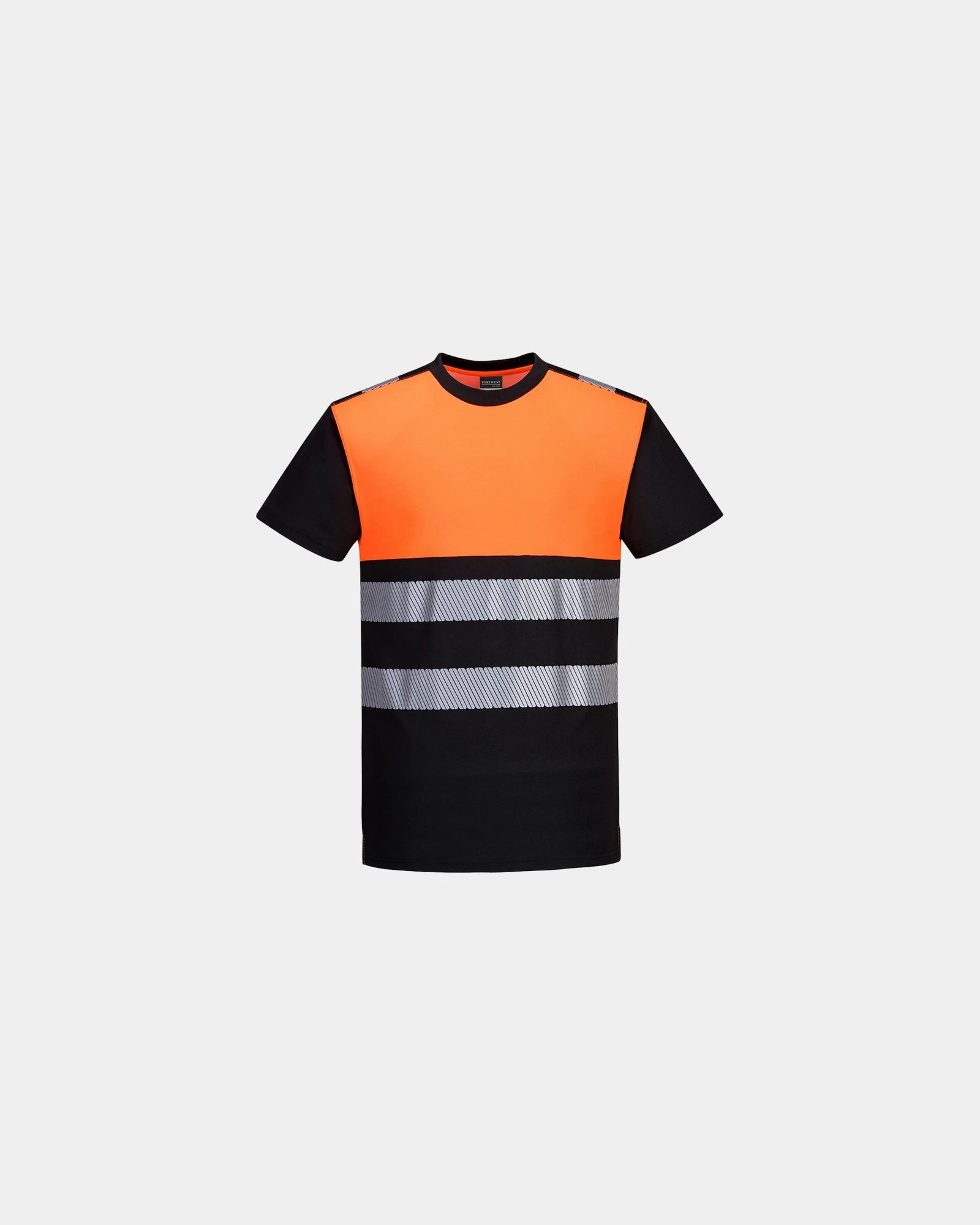 T-Shirt hochsichtbar Portwest CLASSE 1 zum Personalisieren - Schwarz-Himmelblau