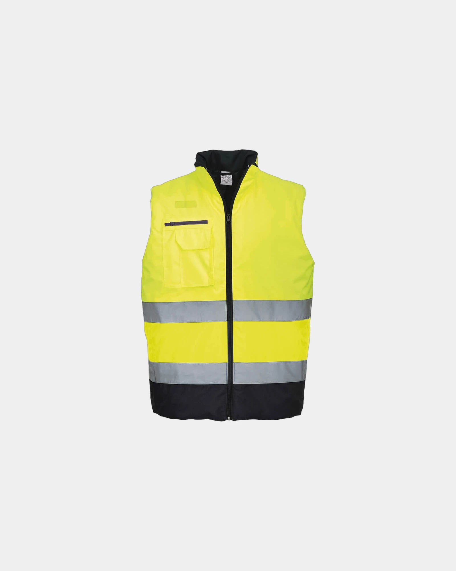 Gilet bodywarmer bicolore zum Personalisieren - Gelb-Marineblau