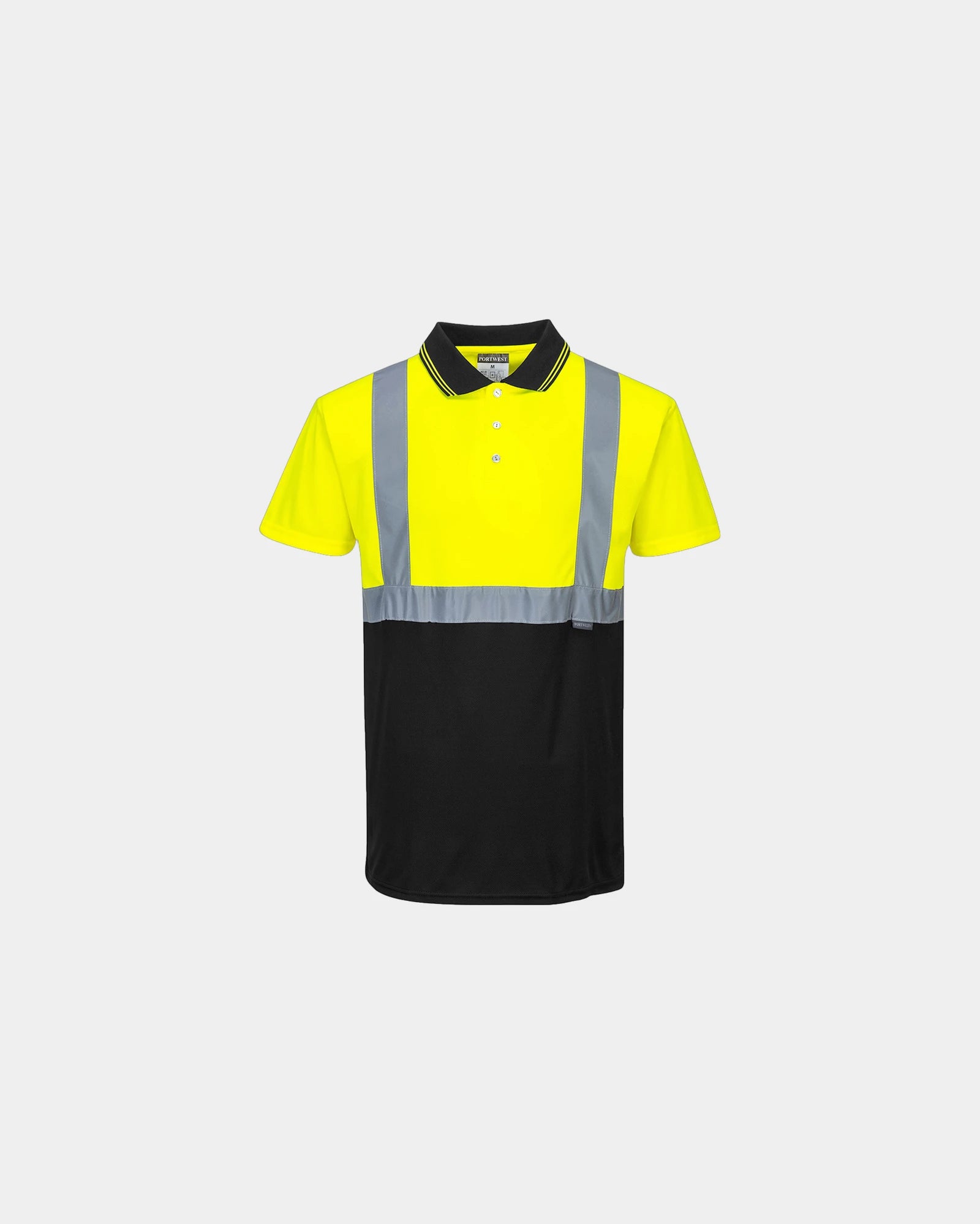 Poloshirt HiVis Bicolore 100% Polyester zum Personalisieren - Gelb-Schwarz