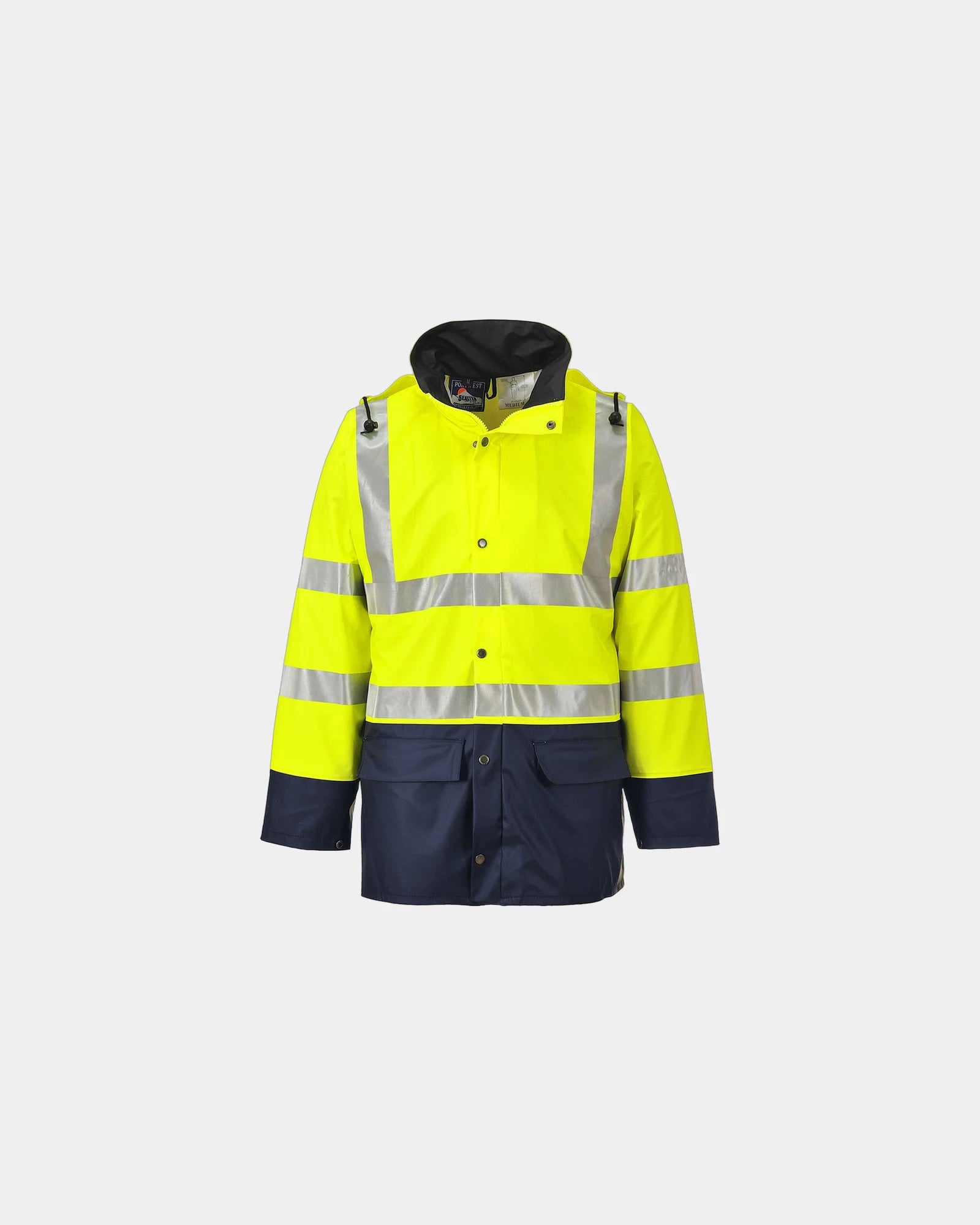 Zweifarbige PU Regenjacke zum Personalisieren - Gelb-Marineblau
