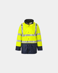 Zweifarbige PU Regenjacke zum Personalisieren - Gelb-Marineblau