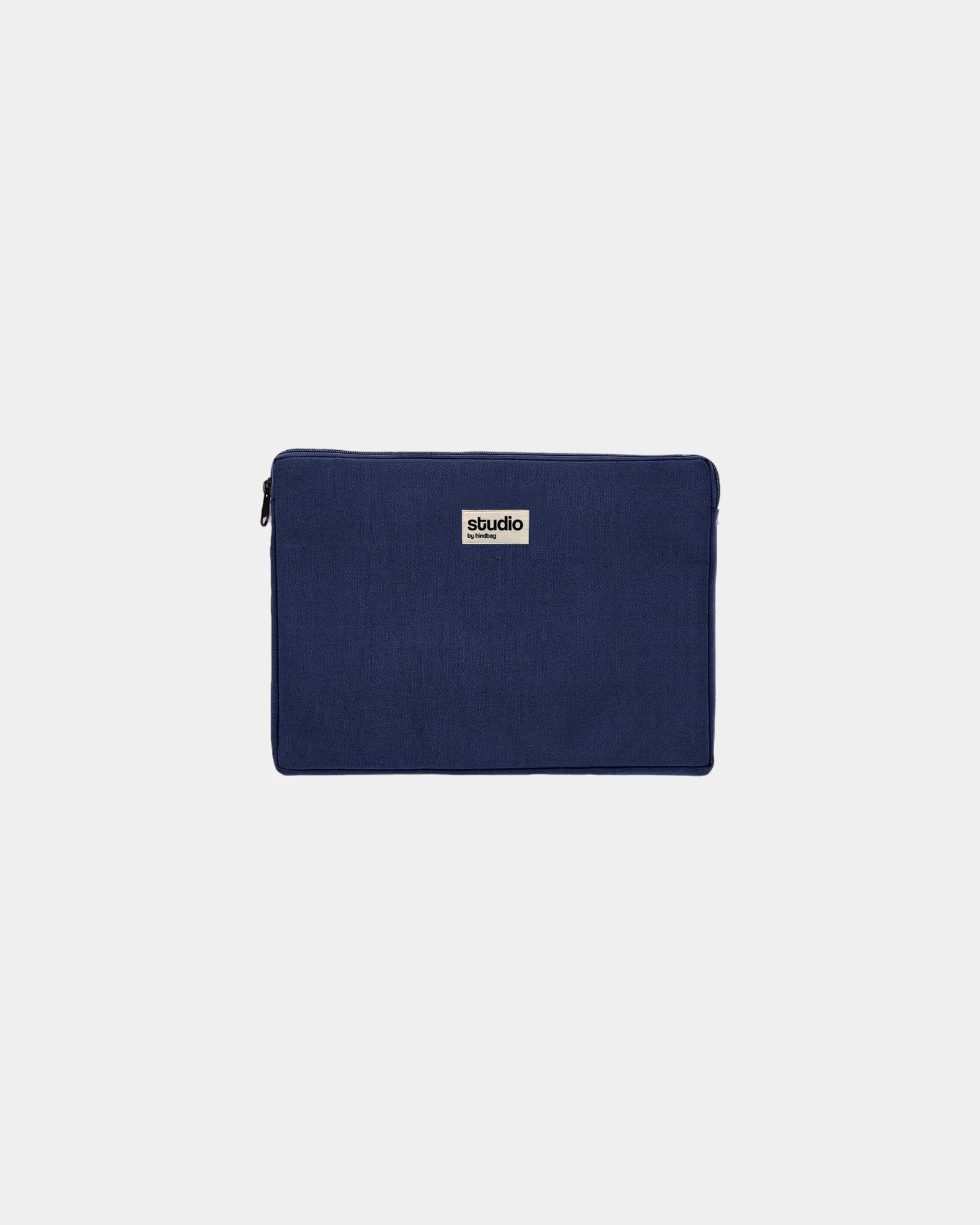 Laptophülle aus Bio-Baumwolle Hindbag Léo 15" zum Personalisieren - Marineblau