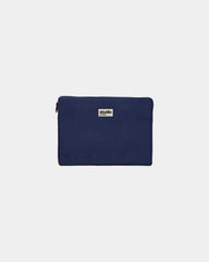 Laptophülle aus Bio-Baumwolle Hindbag Léo 15" zum Personalisieren - Marineblau