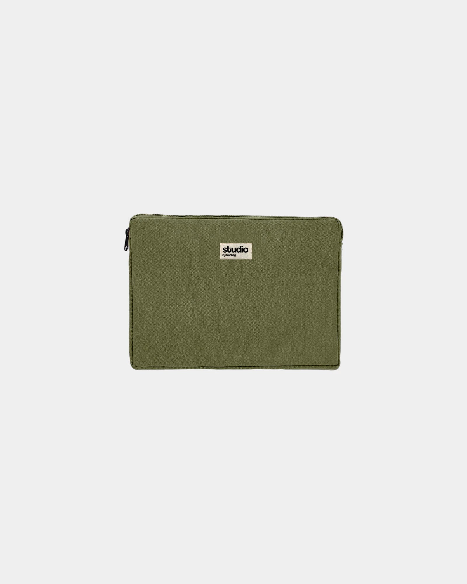 Laptophülle aus Bio-Baumwolle Hindbag Léo 13" zum Personalisieren - Olive