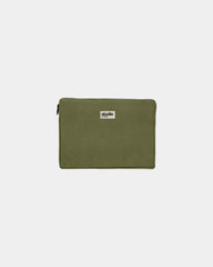 Laptophülle aus Bio-Baumwolle Hindbag Léo 13" zum Personalisieren - Olive