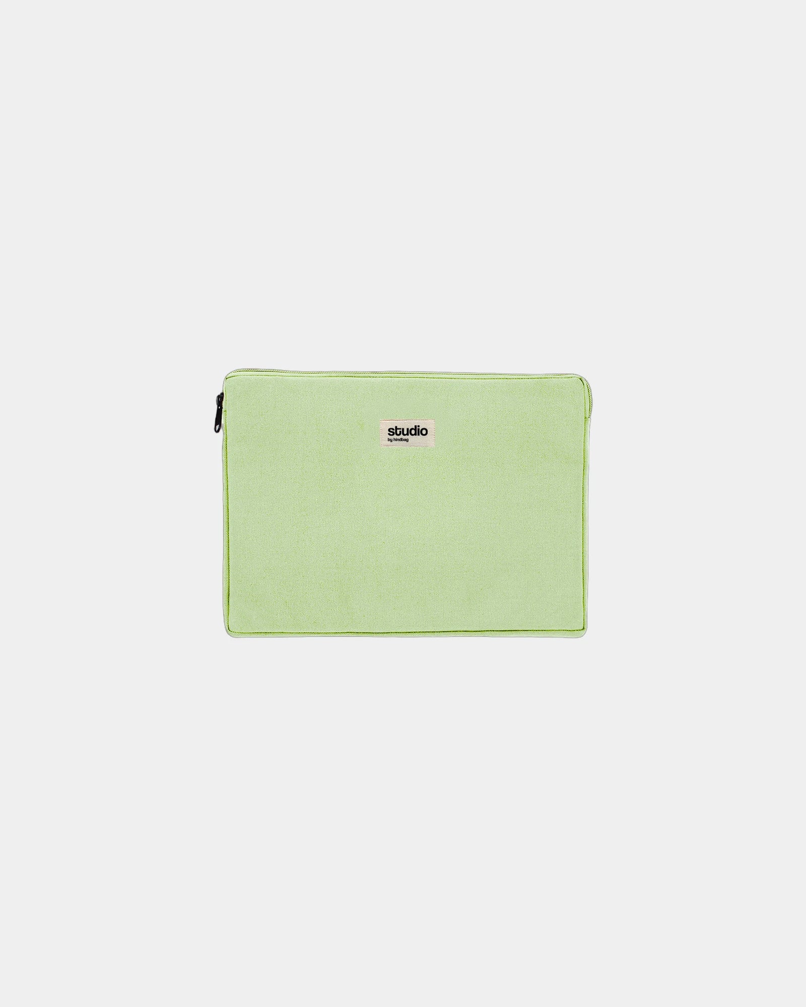 Laptophülle aus Bio-Baumwolle Hindbag Léo 13" zum Personalisieren - Minze