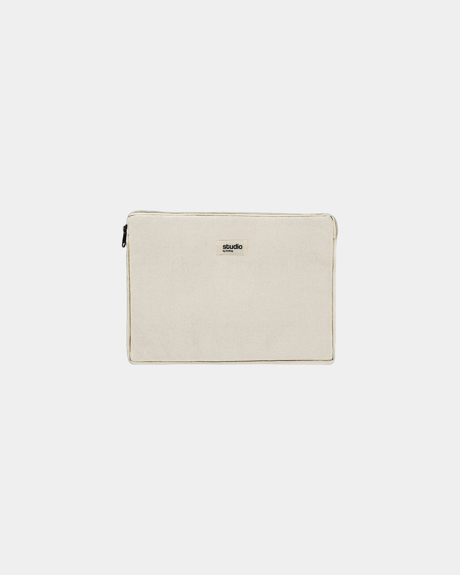 Laptophülle aus Bio-Baumwolle Hindbag Léo 13" zum Personalisieren - Ecru