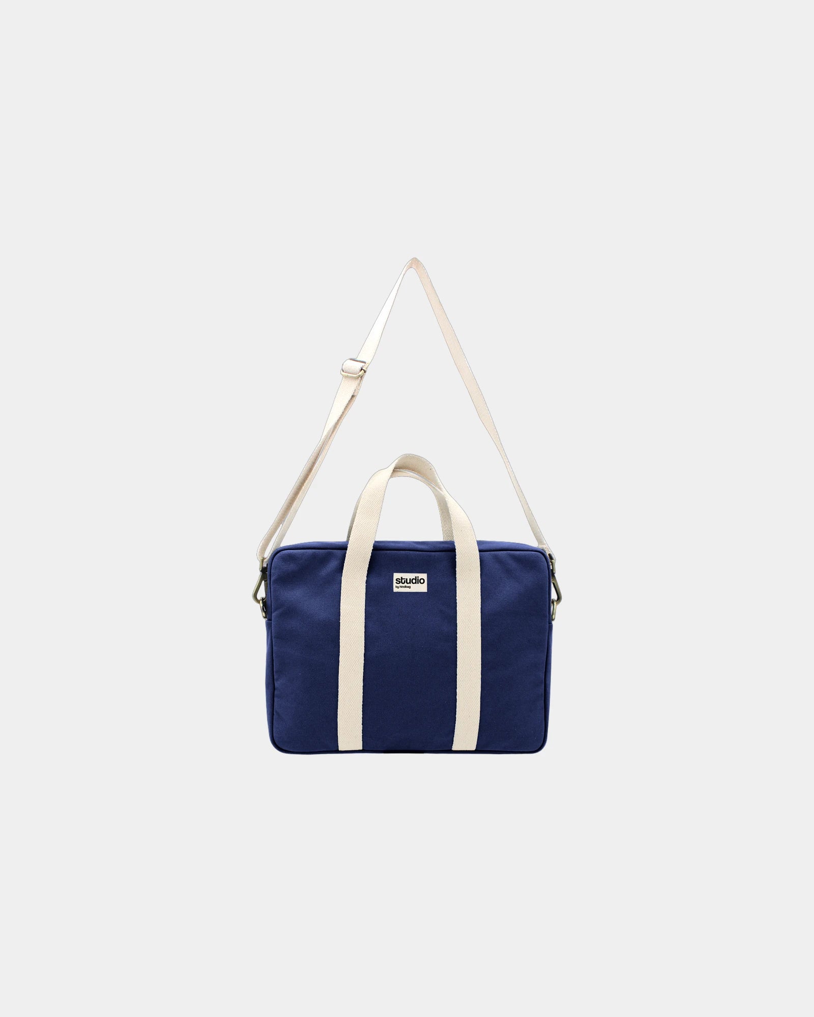 Laptoptasche aus Bio-Baumwolle Hindbag Luis zum Personalisieren - Marineblau