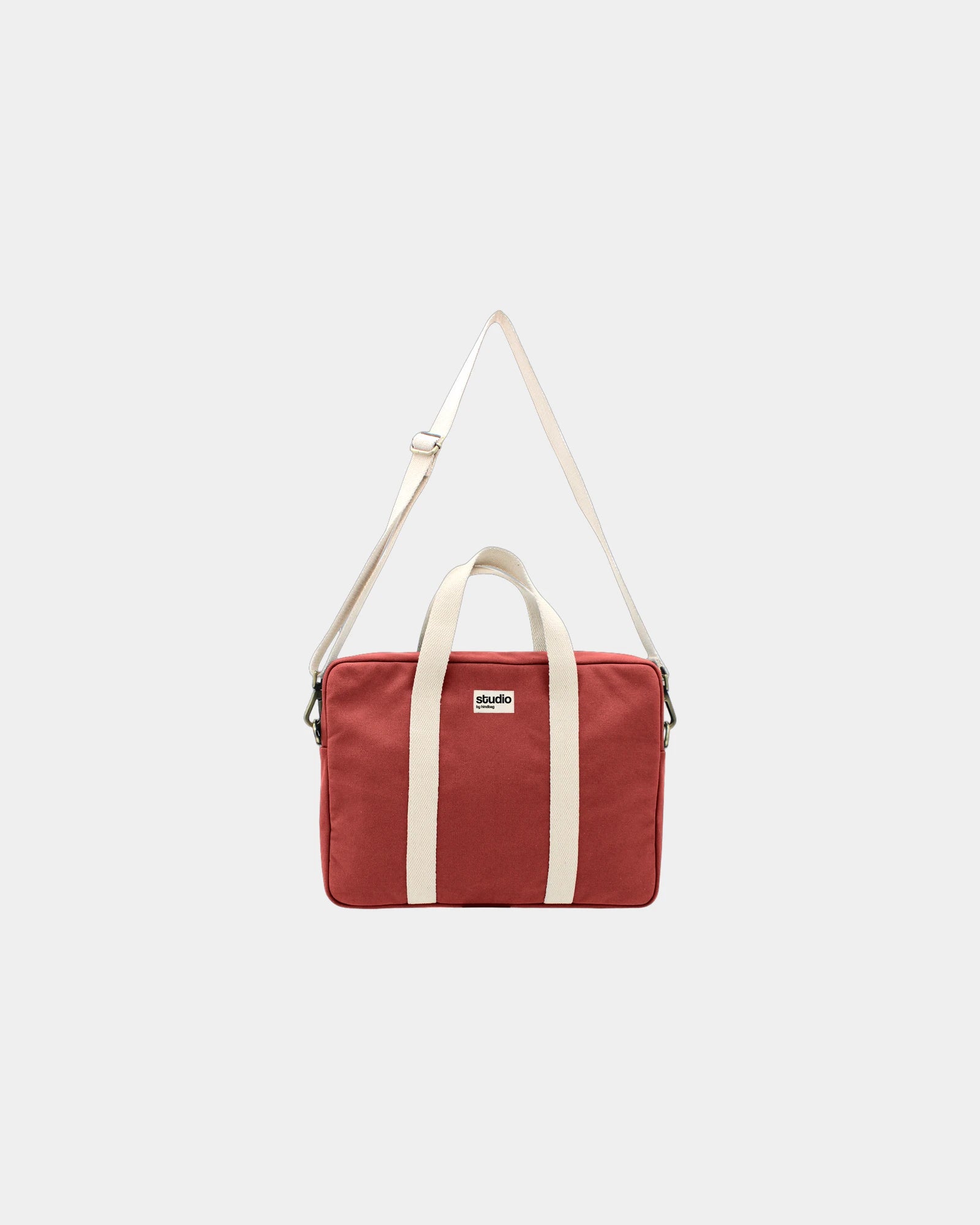 Laptoptasche aus Bio-Baumwolle Hindbag Luis zum Personalisieren - Ziegelrot