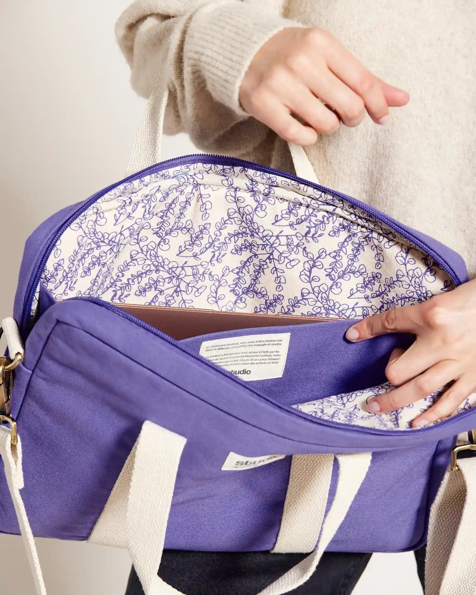 Laptoptasche aus Bio-Baumwolle Hindbag Luis zum Personalisieren - 19