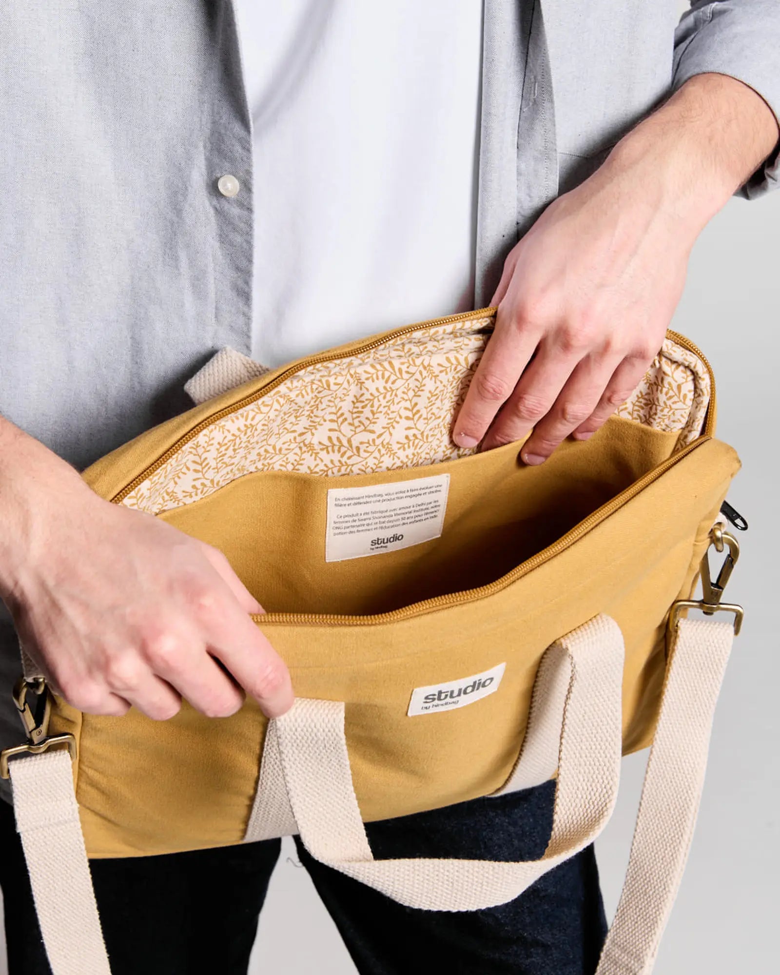 Laptoptasche aus Bio-Baumwolle Hindbag Luis zum Personalisieren - 22