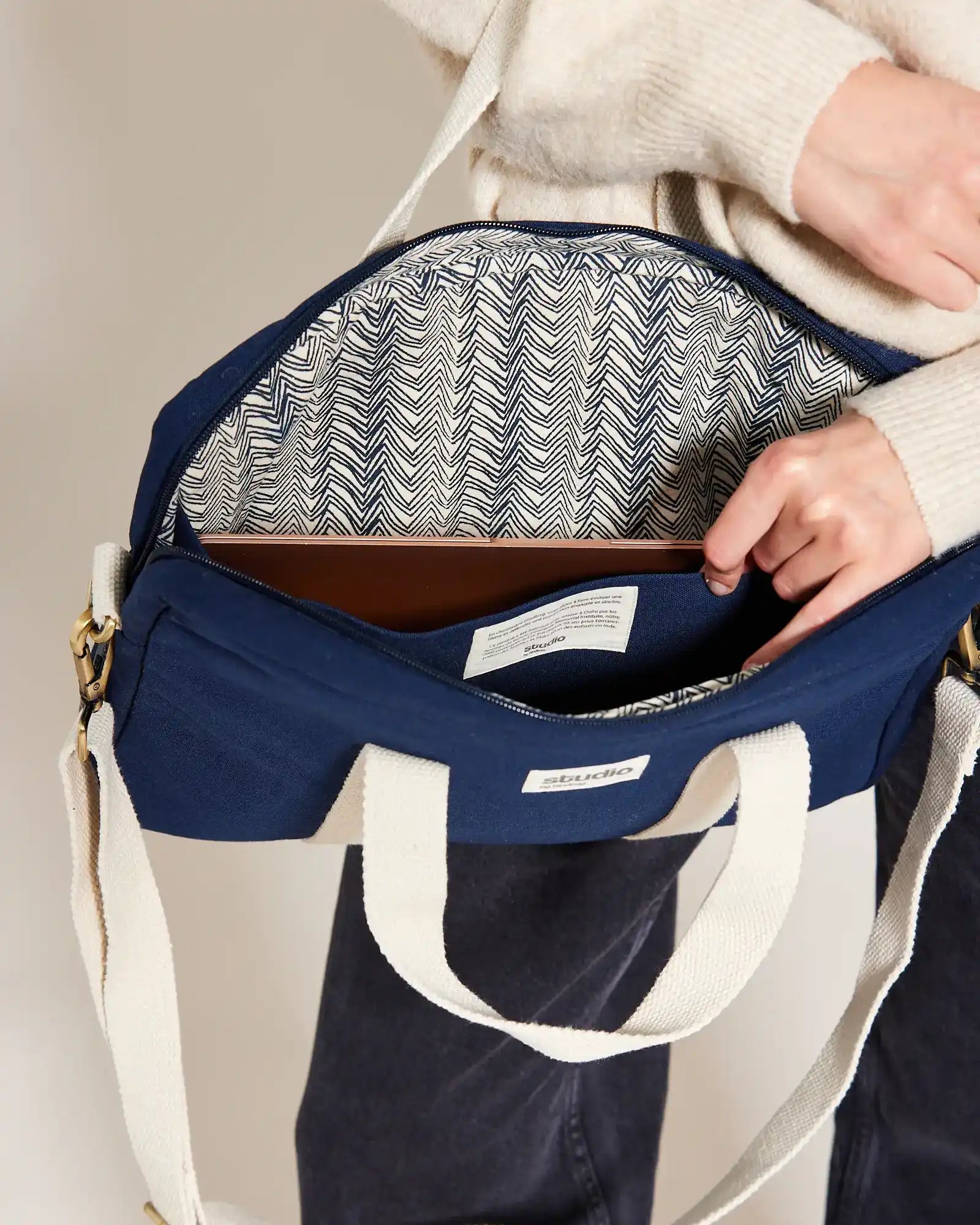 Laptoptasche aus Bio-Baumwolle Hindbag Luis zum Personalisieren - 5