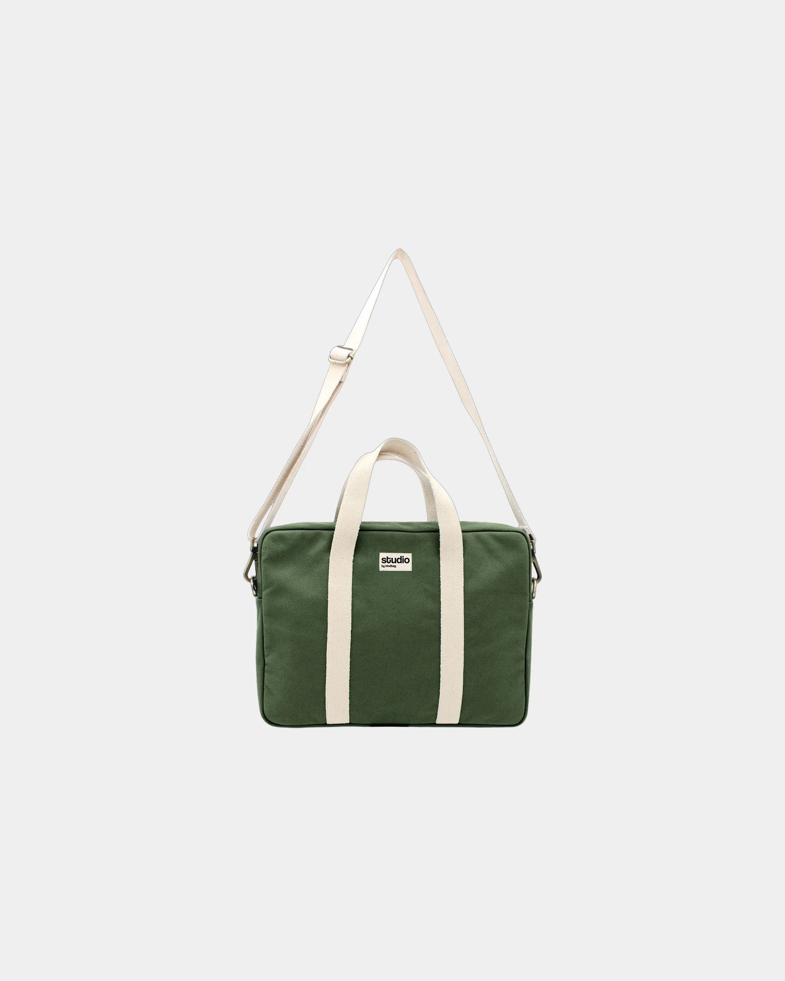 Laptoptasche aus Bio-Baumwolle Hindbag Luis zum Personalisieren - Olive
