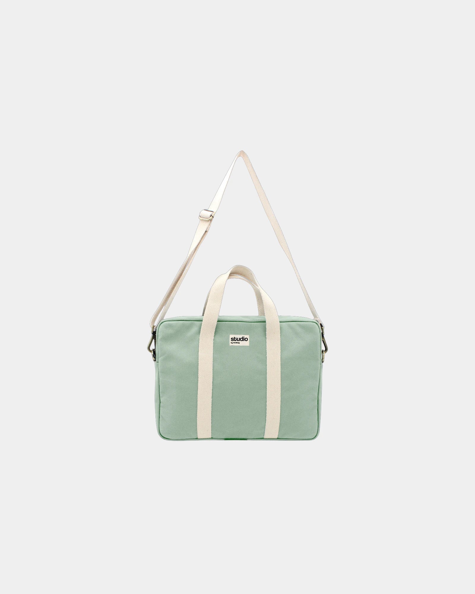Laptoptasche aus Bio-Baumwolle Hindbag Luis zum Personalisieren - Minze