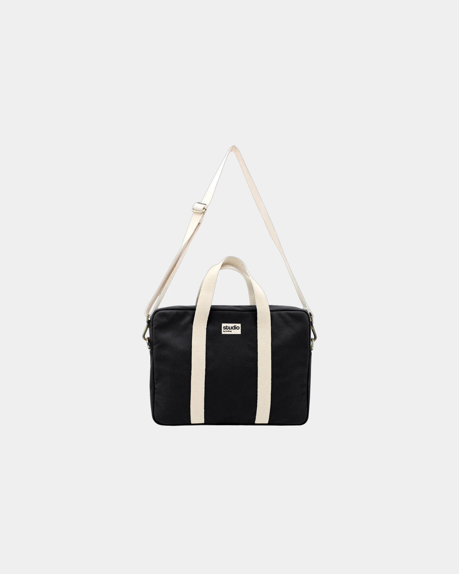 Laptoptasche aus Bio-Baumwolle Hindbag Luis zum Personalisieren - Schwarz
