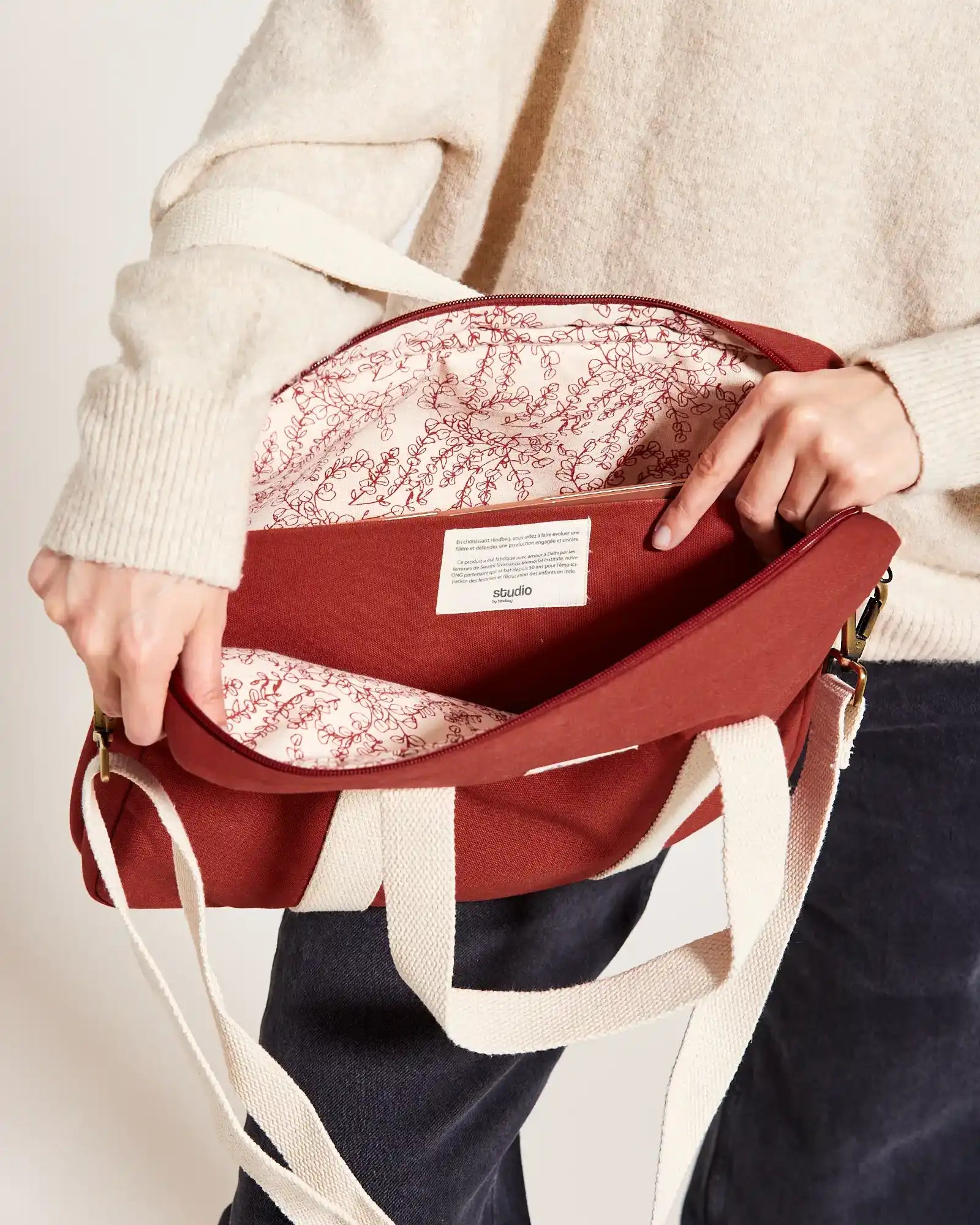 Laptoptasche aus Bio-Baumwolle Hindbag Luis zum Personalisieren - 13