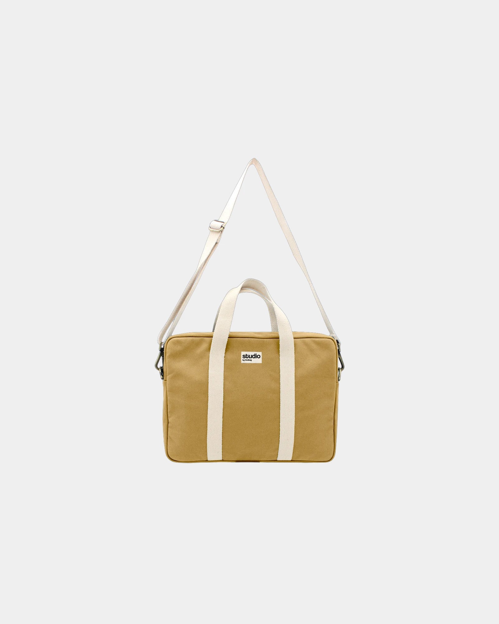 Laptoptasche aus Bio-Baumwolle Hindbag Luis zum Personalisieren - Ocker