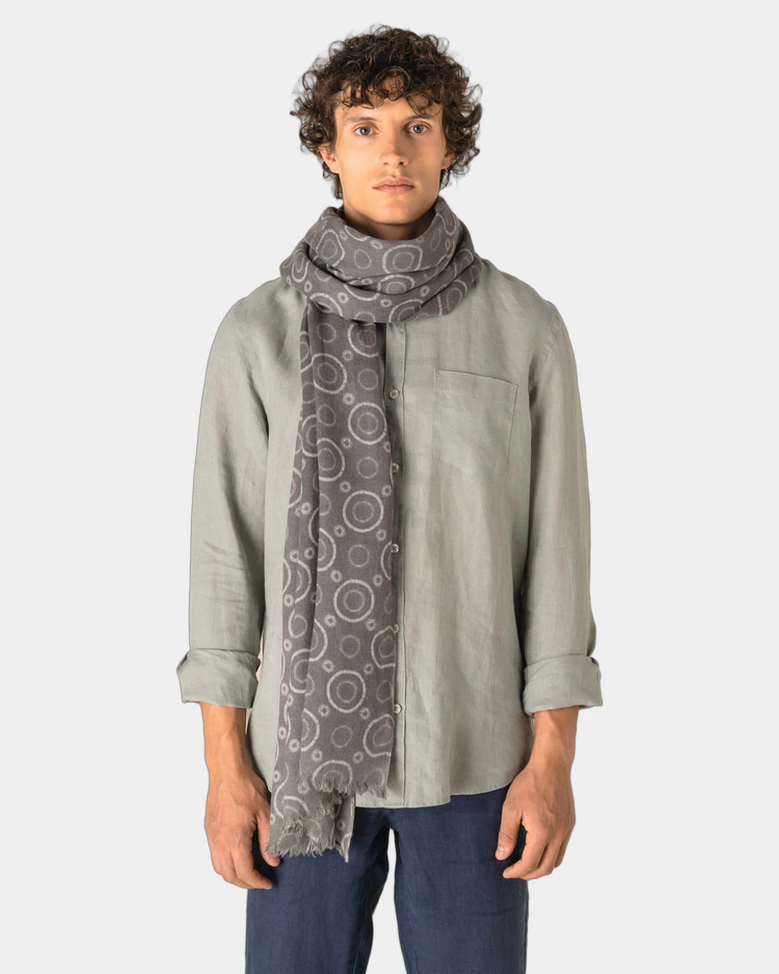 Schal Wolle mit Kreis-Muster unisex zum Personalisieren - 1