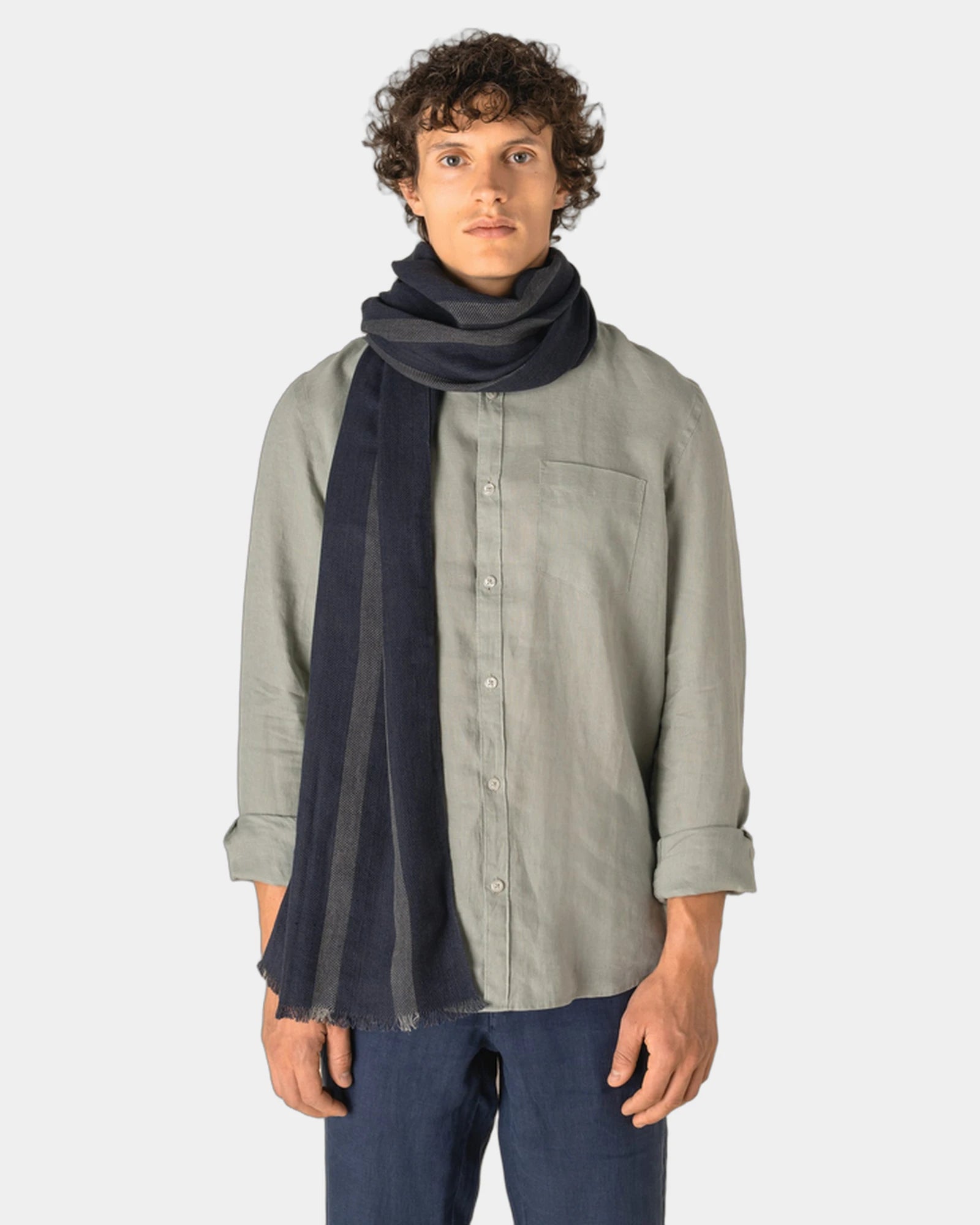 Schal gestreift Baumwolle Viscose zum Personalisieren - 1