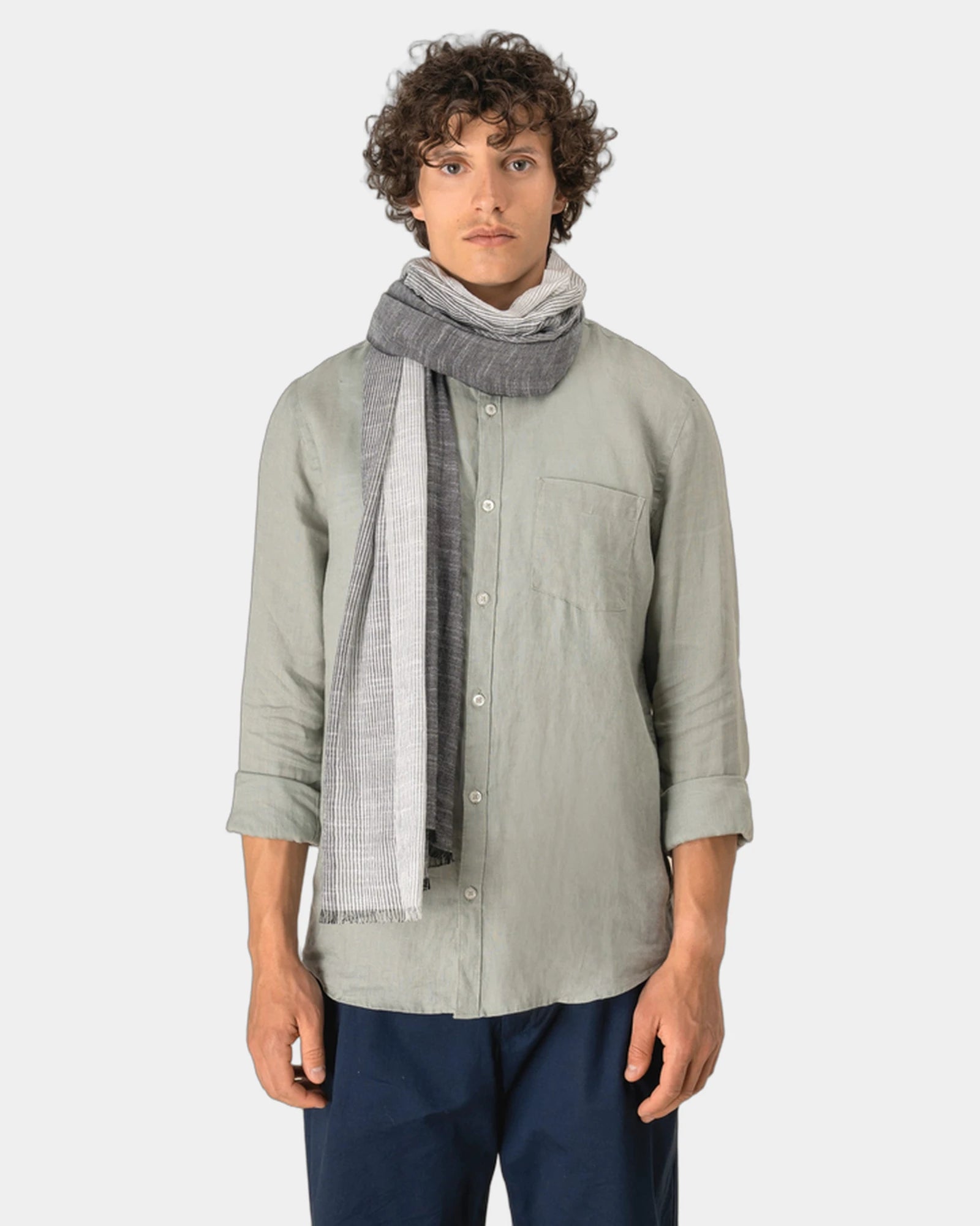 Schal gestreift Baumwolle Unisex zum Personalisieren - 1