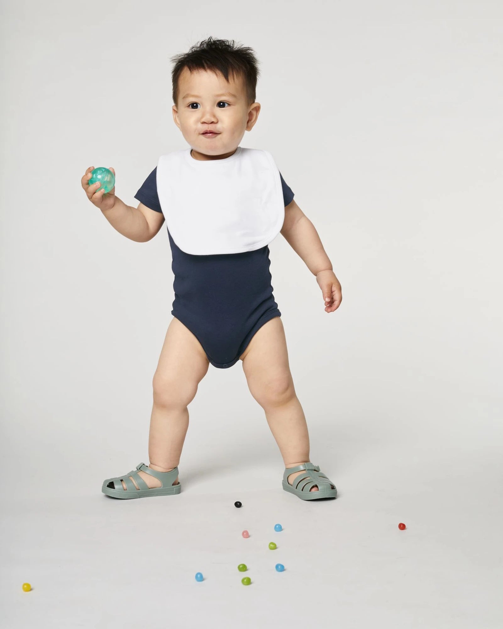 Bavoir Baby Bio-Baumwolle Stanley/Stella zum Personalisieren - Weiß