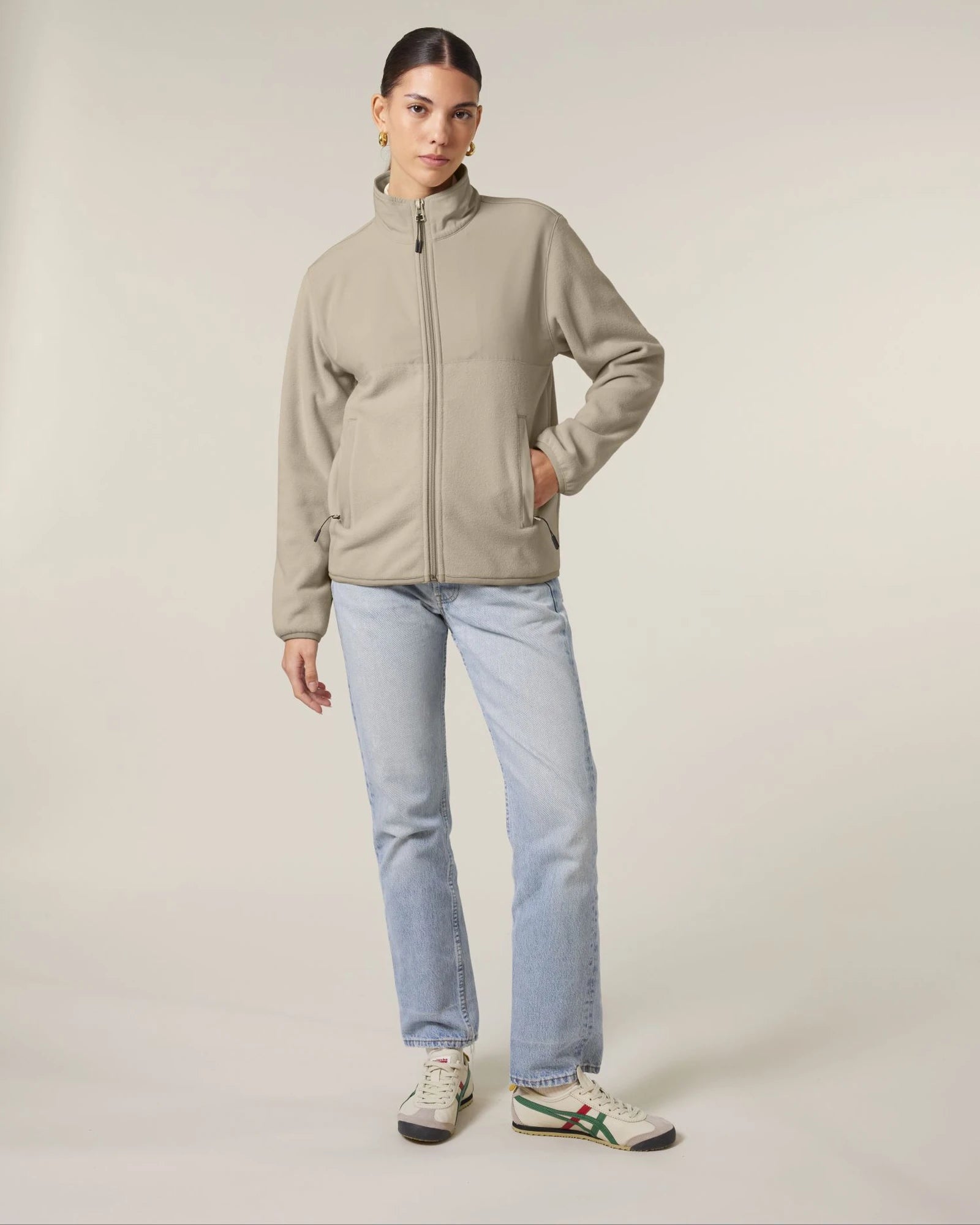 Fleecejacke unisex 100% recycelt Stanley/Stella Trekker zum Personalisieren - Wüstensand