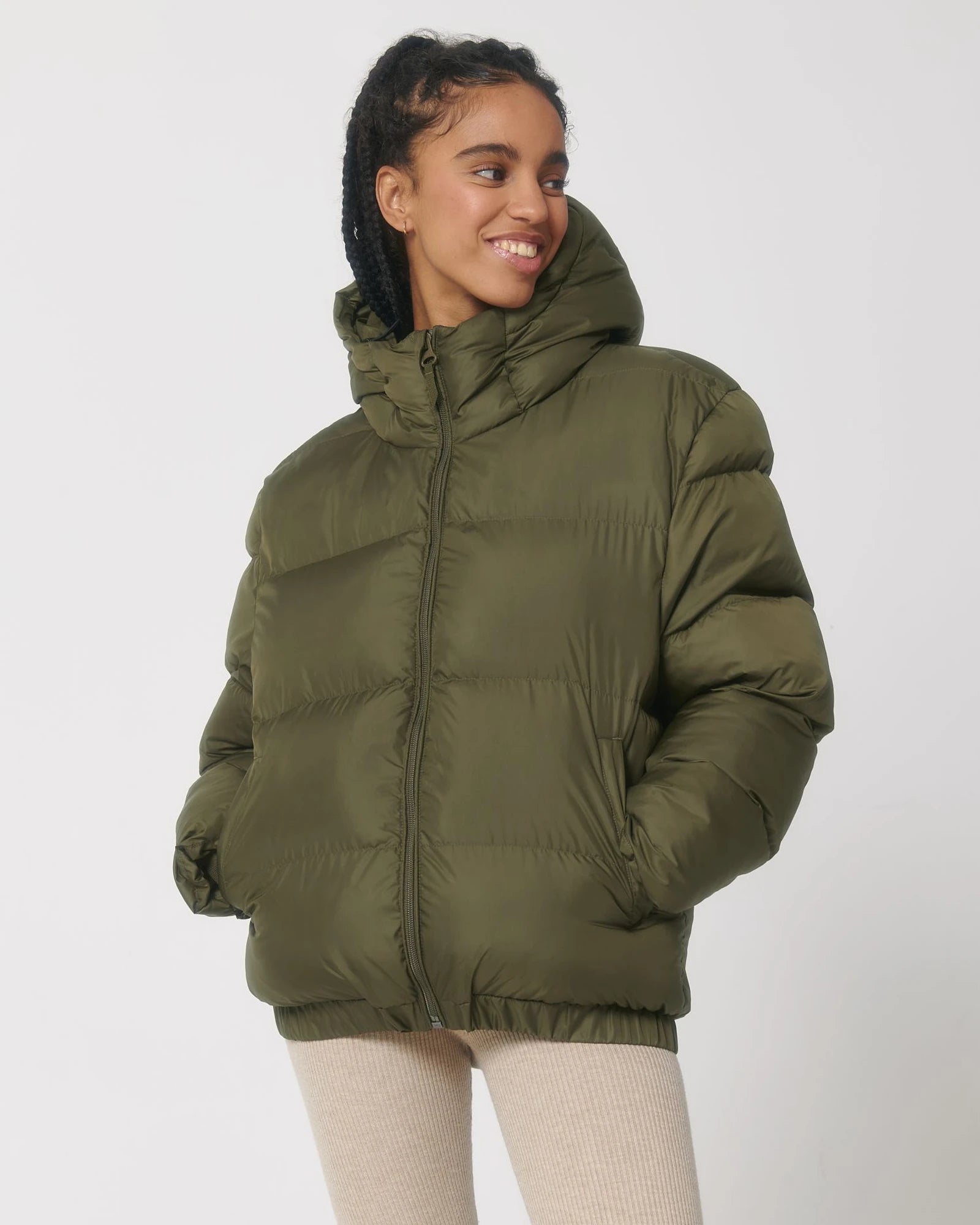 Pufferjacke unisex Oversized Stanley/Stella zum Personalisieren - Britisches Khaki