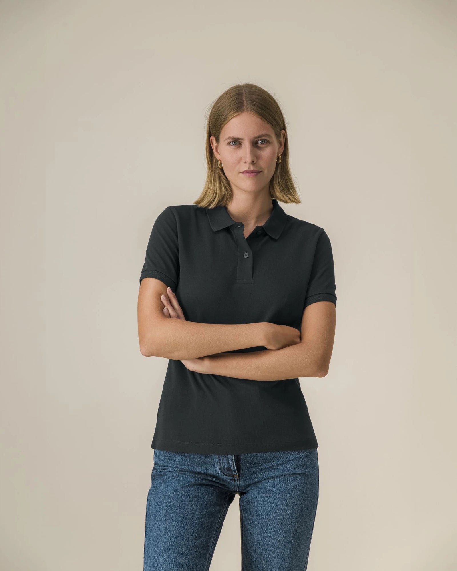 Poloshirt Bio-Baumwolle Stanley/Stella zum Personalisieren - Schwarz