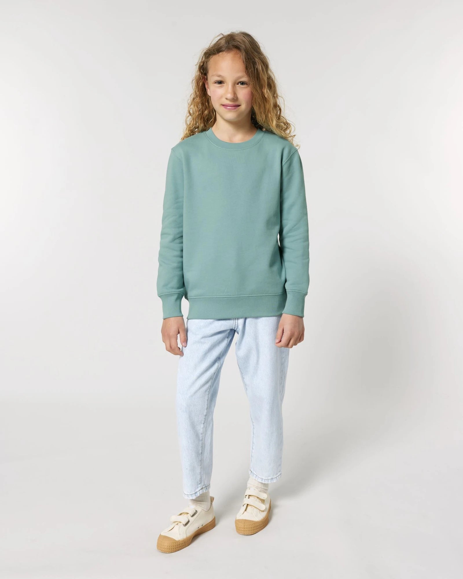 Sweatshirt Kinder Bio-Baumwolle Stanley/Stella Mini Changer zum Personalisieren - Teal Monstera