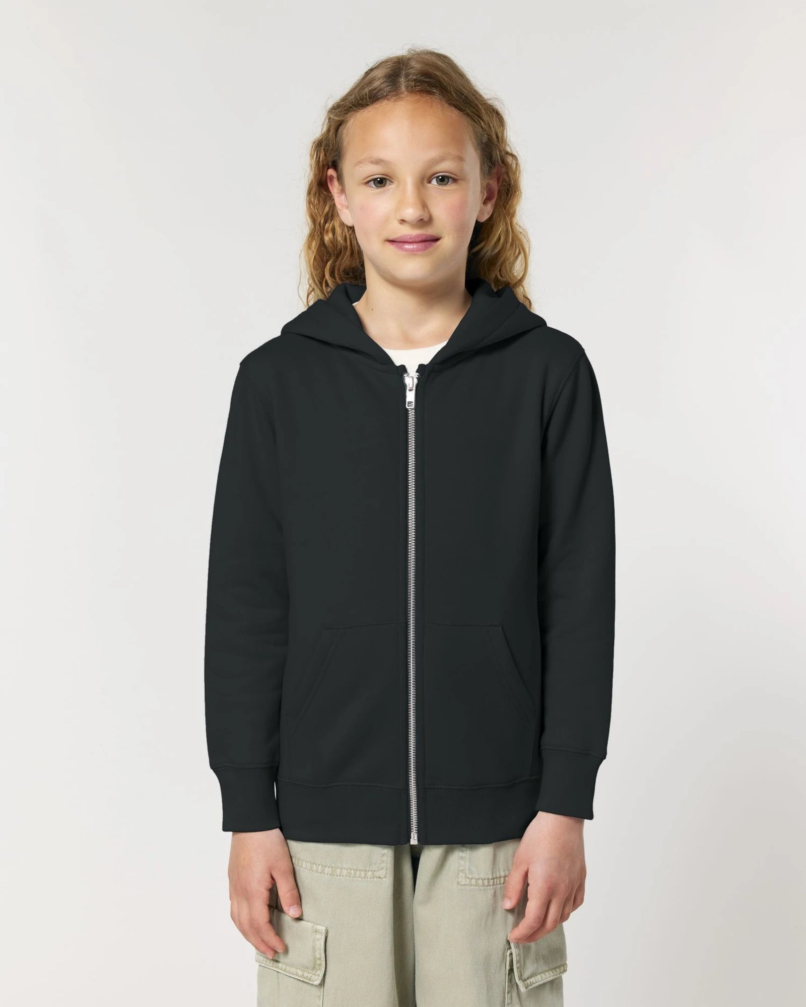 Sweatshirt zippbar Stanley/Stella Iconic Kinder zum Personalisieren - Schwarz