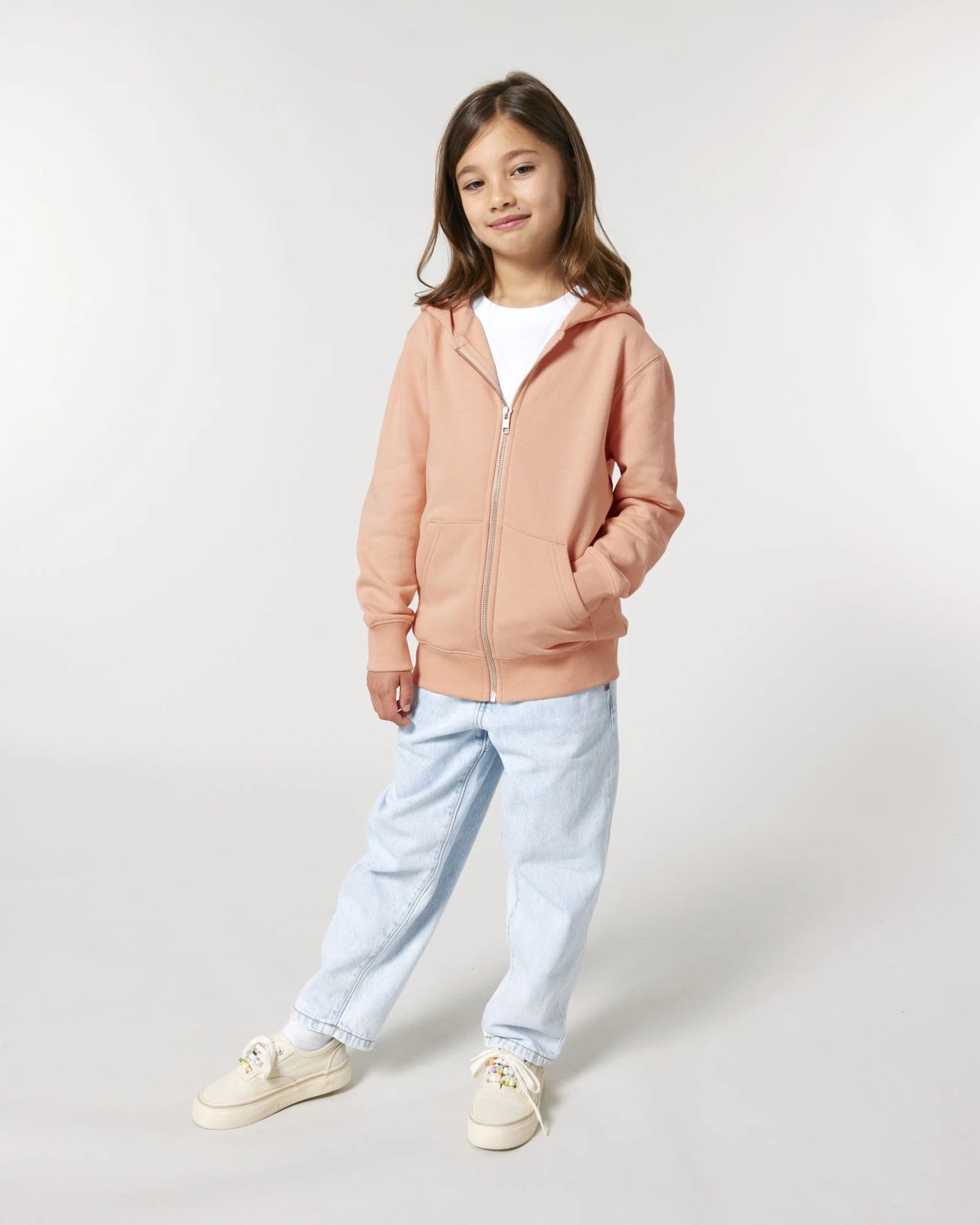 Sweatshirt zippbar Stanley/Stella Iconic Kinder zum Personalisieren - Frisches Pfirsich