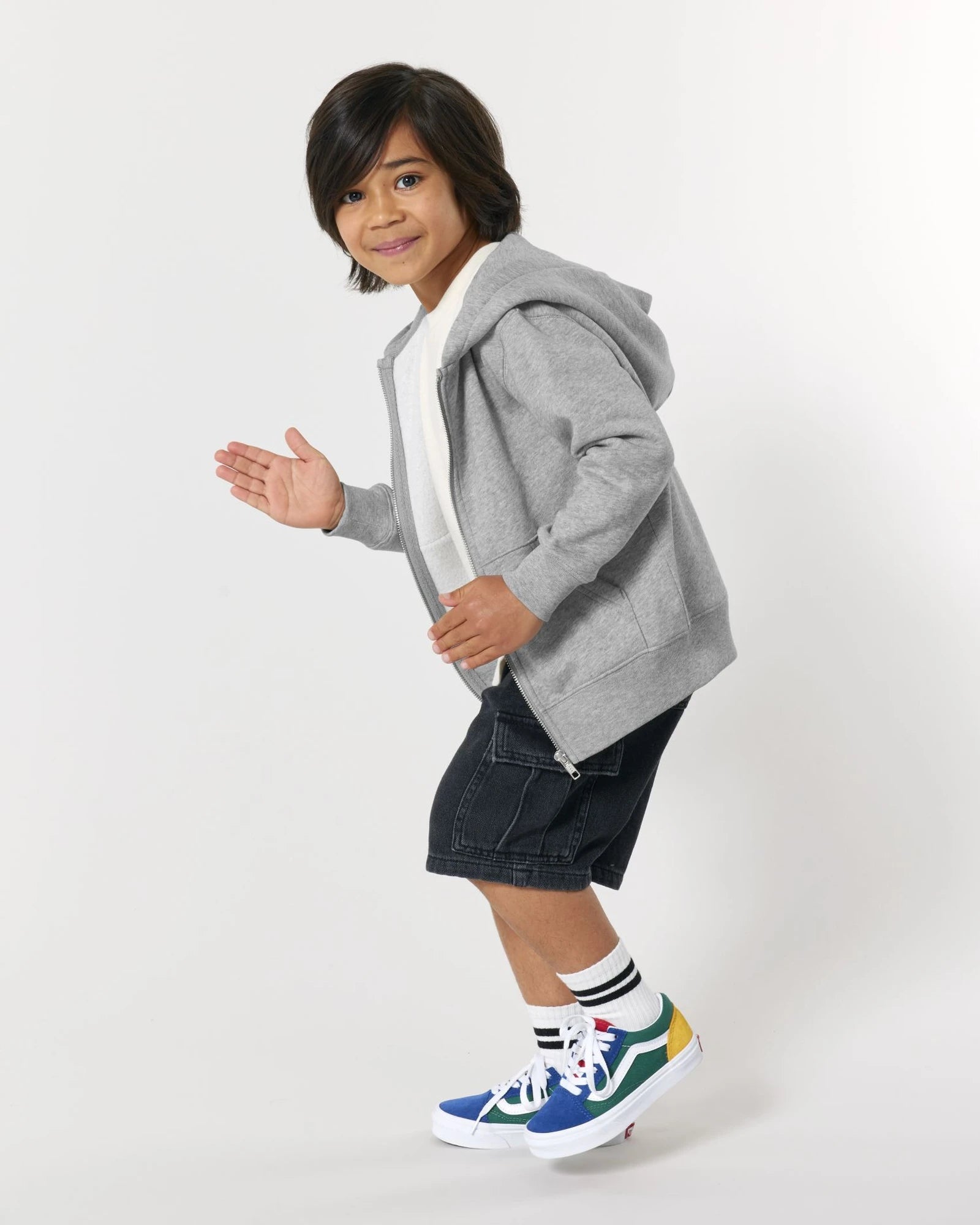 Sweatshirt zippbar Stanley/Stella Iconic Kinder zum Personalisieren - Mélange Grau