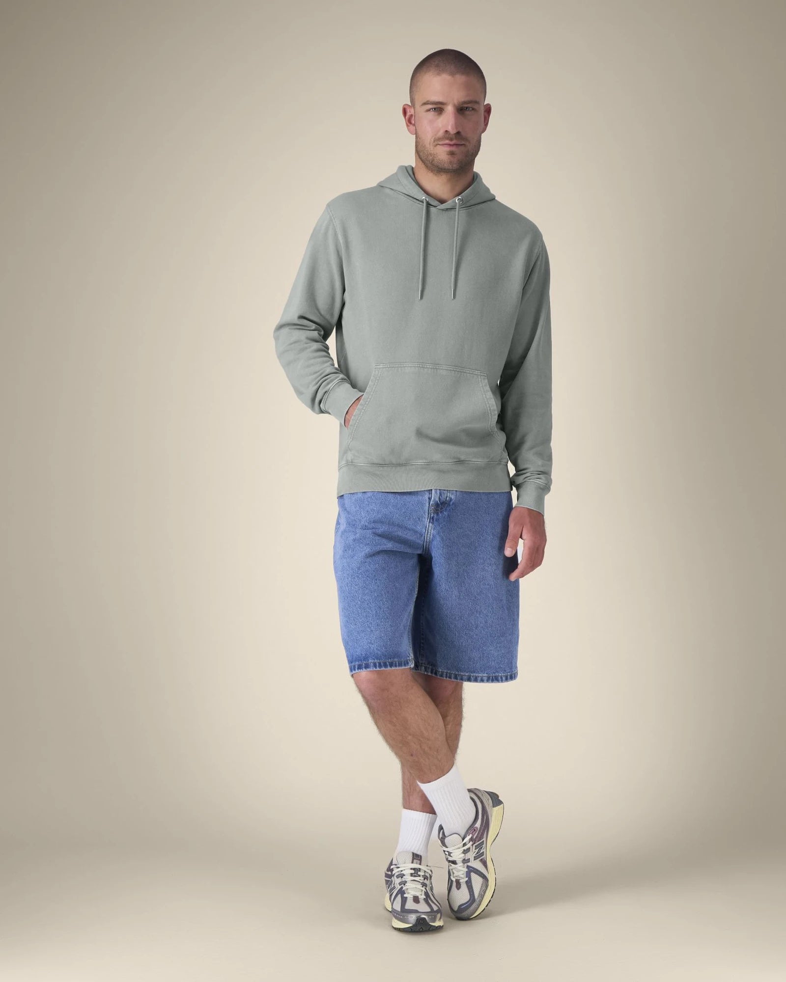 Hoodie Bio-Baumwolle Stanley/Stella Archer Vintage zum Personalisieren - G. Gefärbtes Nebelgrau