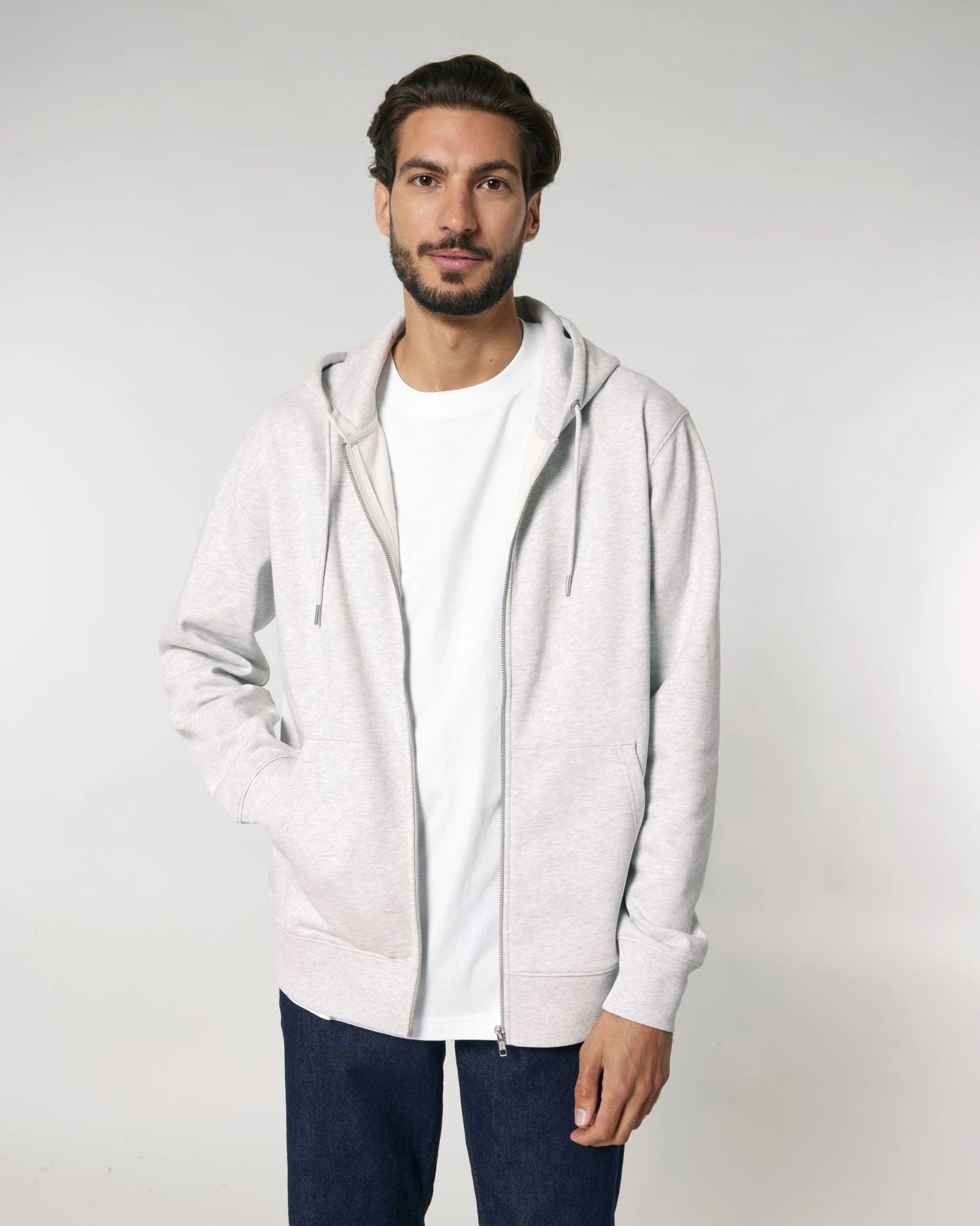 Hoodie Bio-Baumwolle Stanley/Stella Cultivator 2.0 zum Personalisieren - Kühles Melange Grau