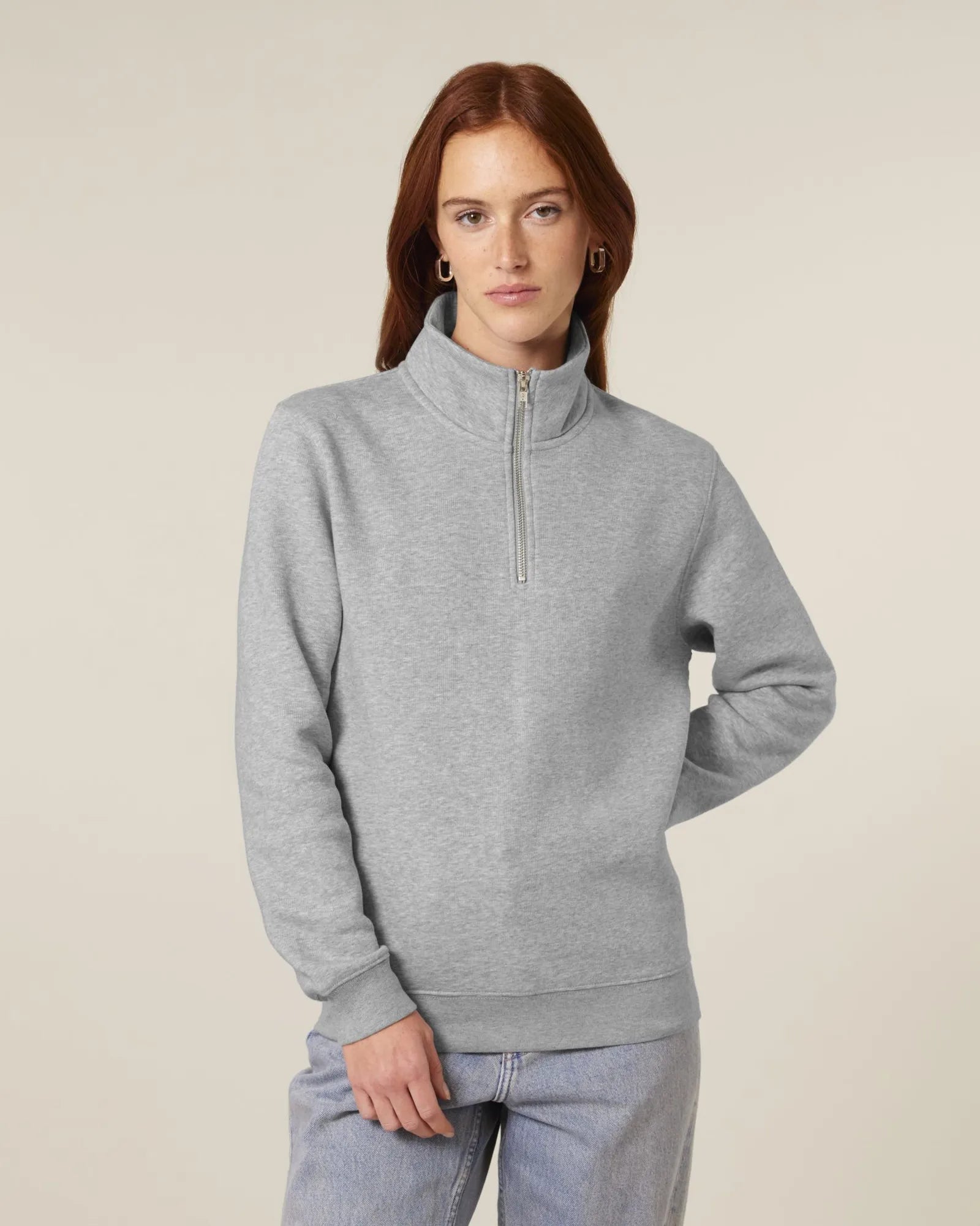 Sweatshirt Bio-Baumwolle Stanley/Stella Trucker 2.0 zum Personalisieren - Mélange Grau
