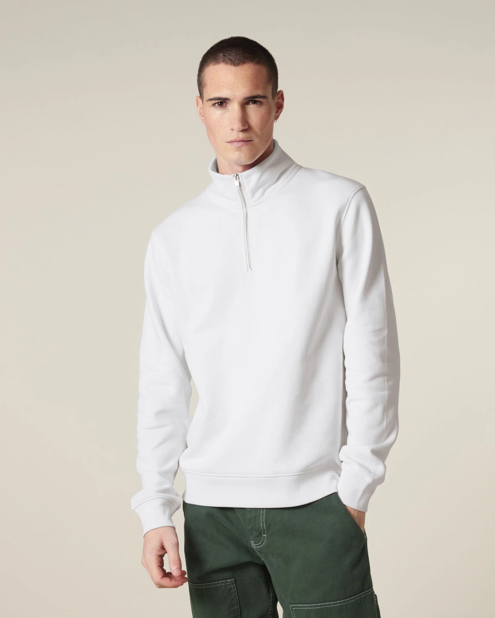 Sweatshirt Bio-Baumwolle Stanley/Stella Trucker 2.0 zum Personalisieren - Weiß