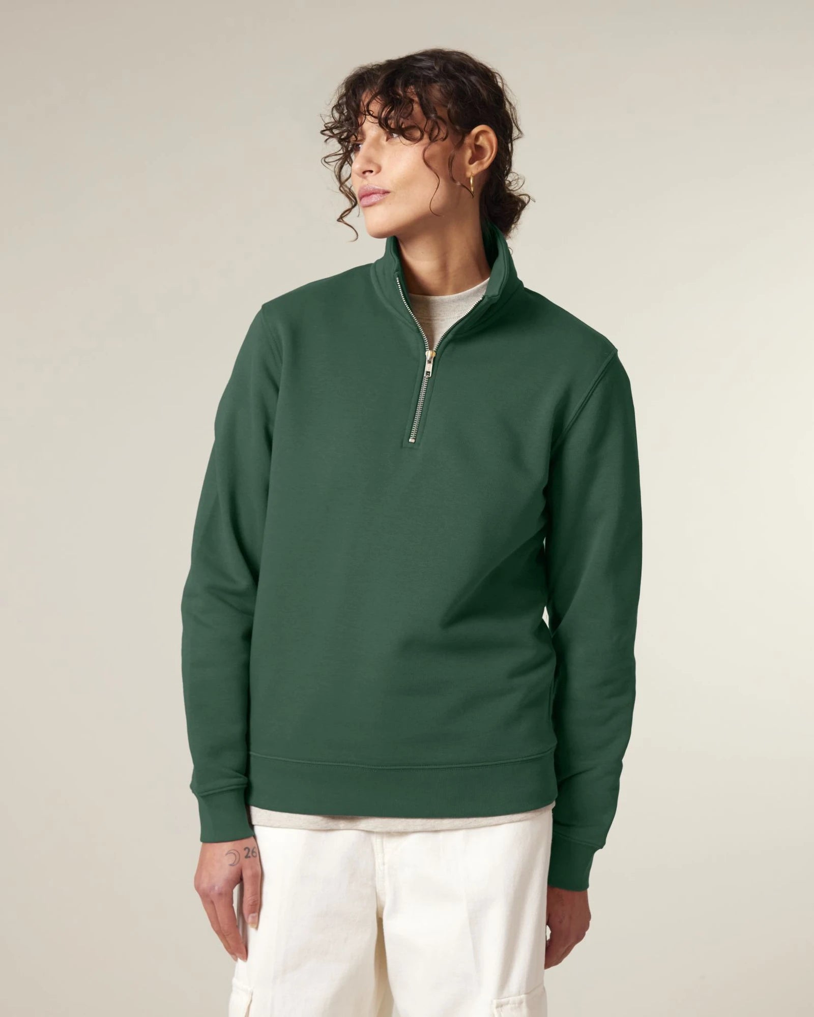 Sweatshirt Bio-Baumwolle Stanley/Stella Trucker 2.0 zum Personalisieren - Flaschengrün