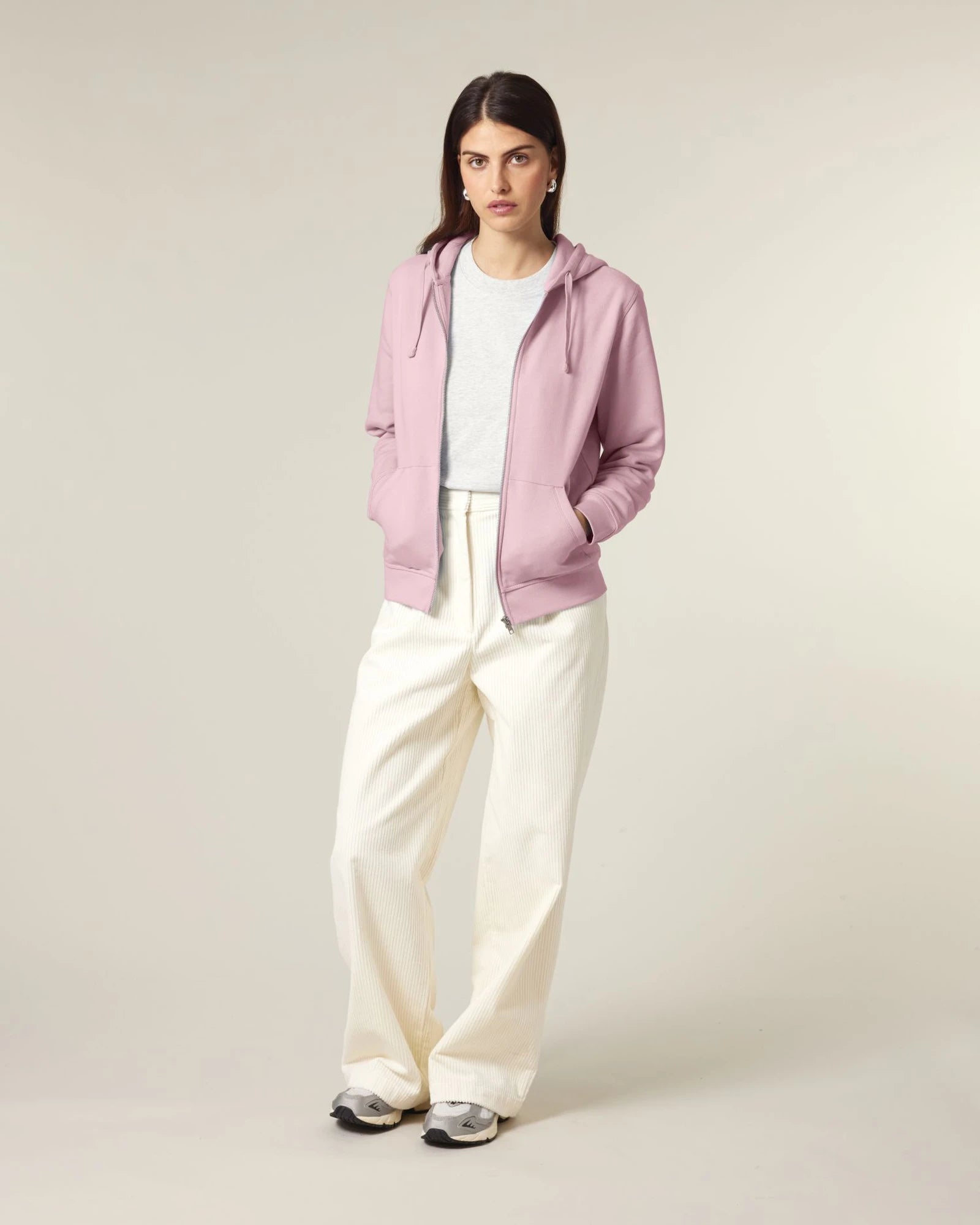 Sweatshirt zippbar Stanley/Stella zum Personalisieren - Baumwollrosa